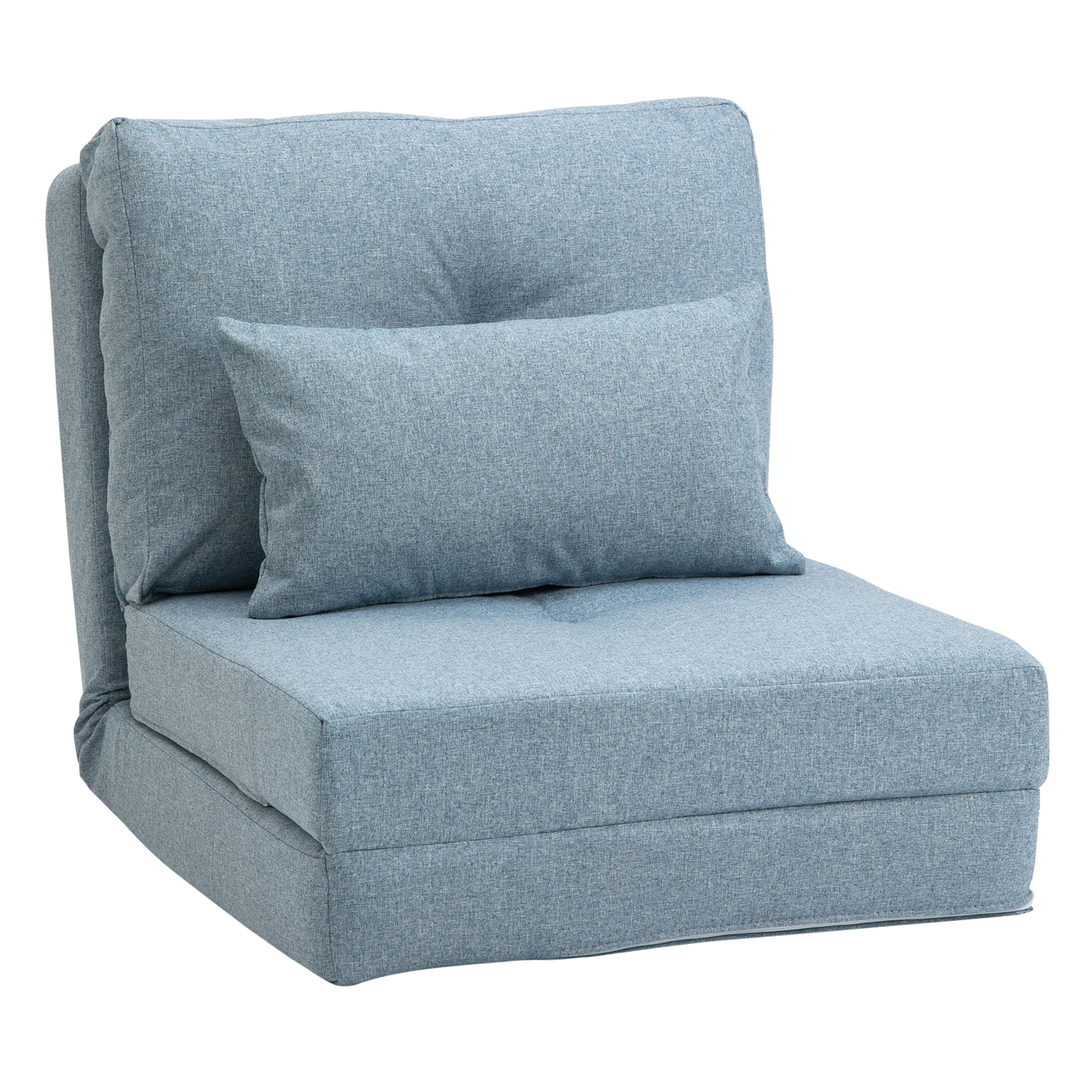 Vloerstoel Opvouwbaar Matras Slaapmat, 2-in-1 design, afneembaar kussen, 60 x 80 x 56 cm, Hemelsblauw