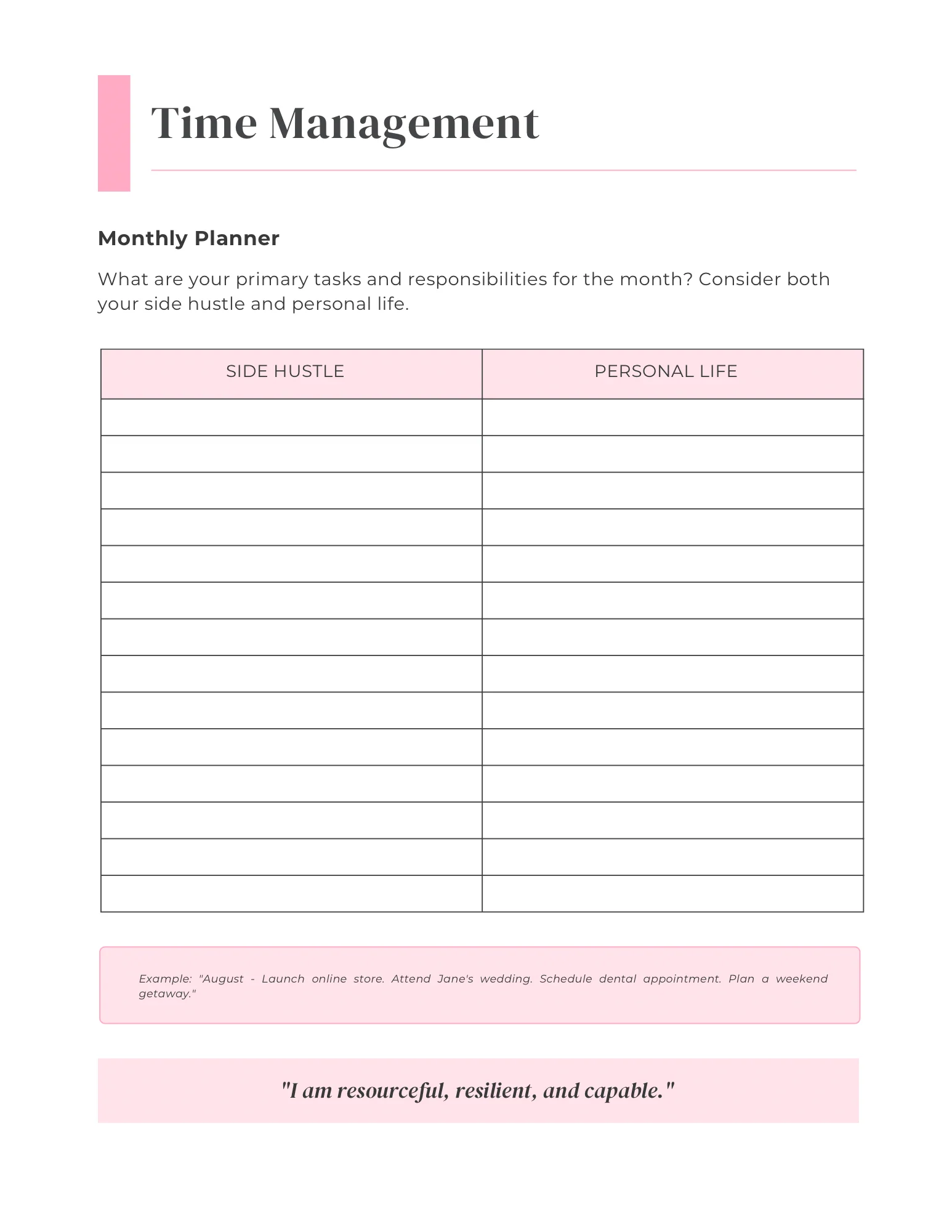 Side Hustle Planner