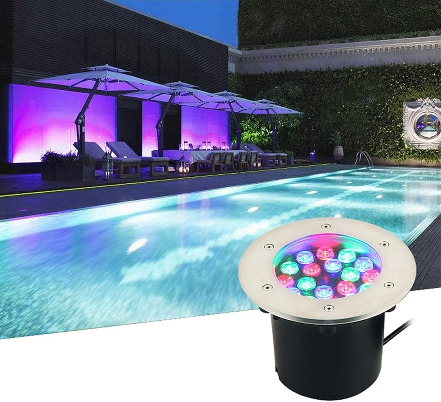 Tauchbarer Led-Poolstrahler – Unterwassereinbauleuchte, Einbaustrahler, Unter Wasser Eingebetteter Poolstrahler, Led 12 V, Wasserdicht, Ip68, Edelstahl, Pool-/Teichbeleuchtung (Rgb (Rot, Grün, Blau)