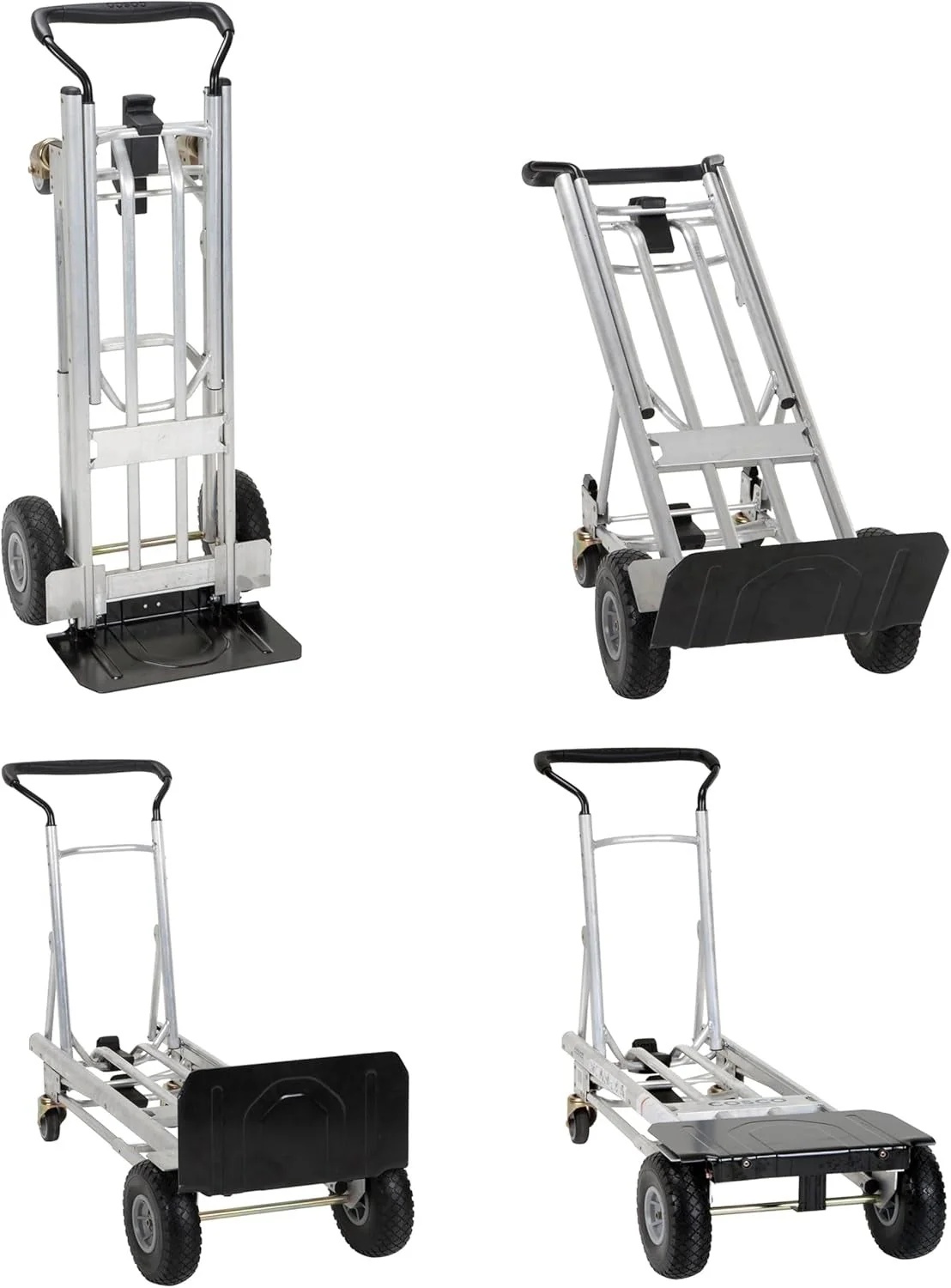 4-in-1 folding hand truck with puncture-proof wheels