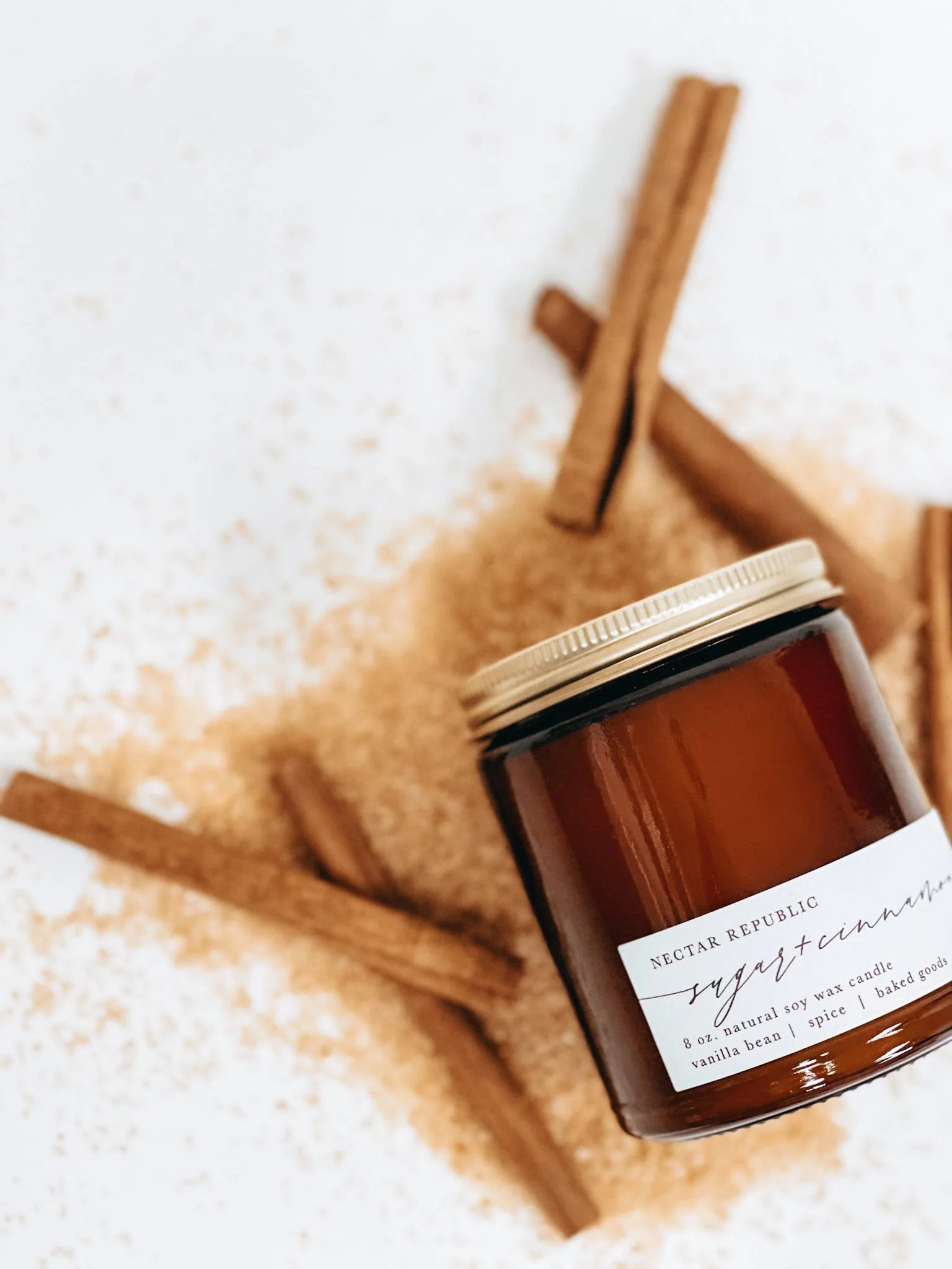 Sugar + Cinnamon : Jar Soy Candle NECTAR REPUBLIC