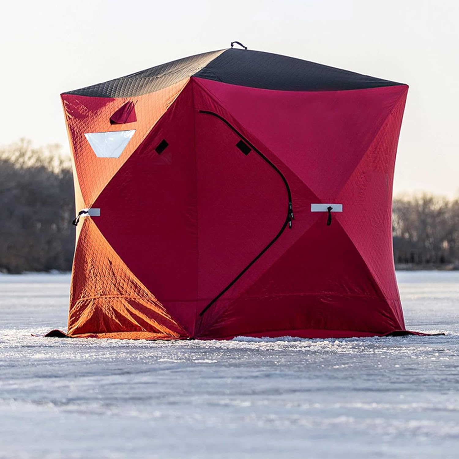 Tragbares Eisangelzelt, Isoliert, Winterzelte Für Kaltes Wetter, Pop-up-Outdoor-EIS-Shanty-Eishaus, 2–4-Mann-Wetterschutzzelt Mit Sockel, Thermohütte Zum Eisangeln
