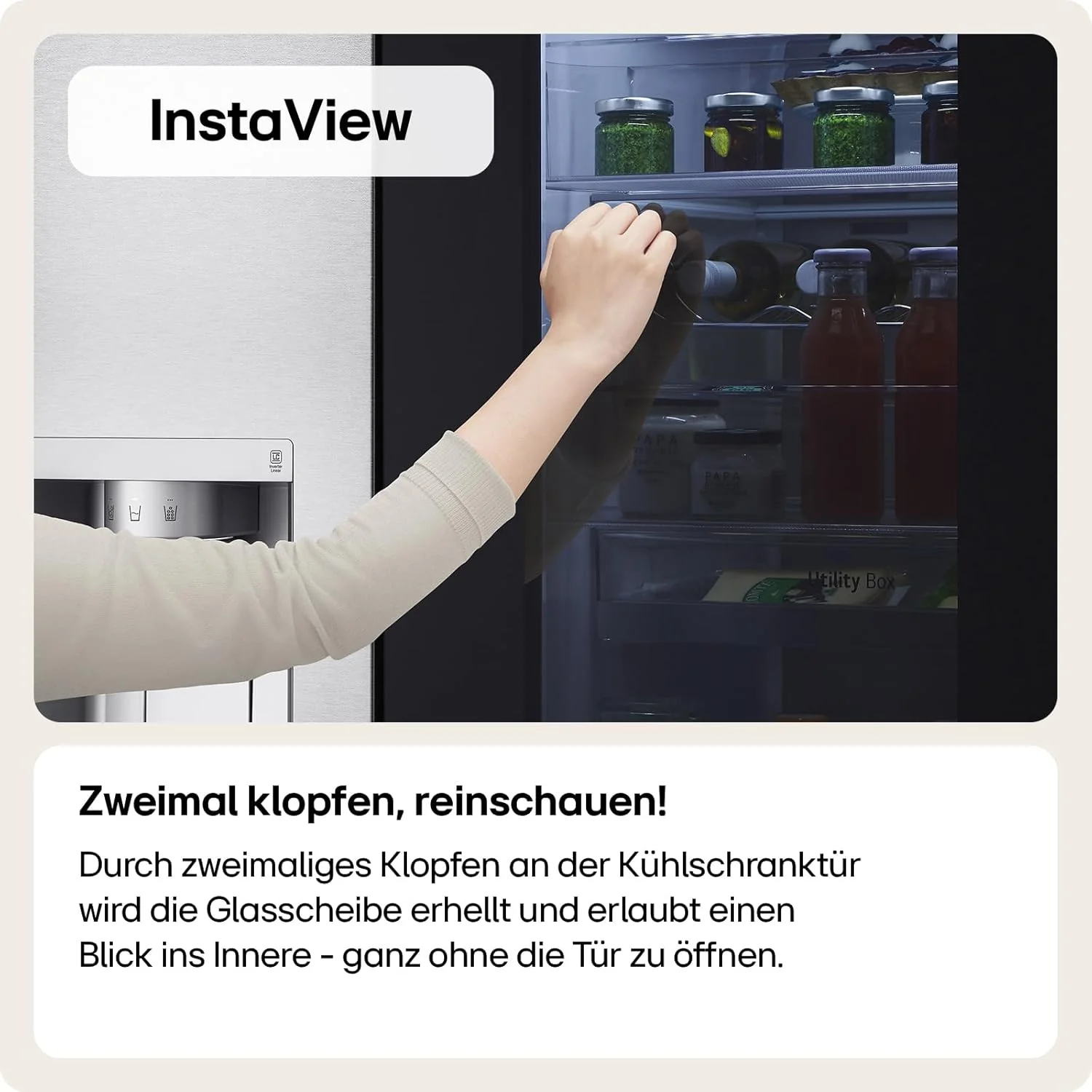 LG GMG861EPAE InstaView SLIM Multi-Door, Energieklasse E, 508 L, Koelvriescombinatie, ijsblokjes-, crushed ice- en waterdispenser met UVnano, Total NoFrost, Smart Inverter Compressor, wifi, Kleur Matte Black