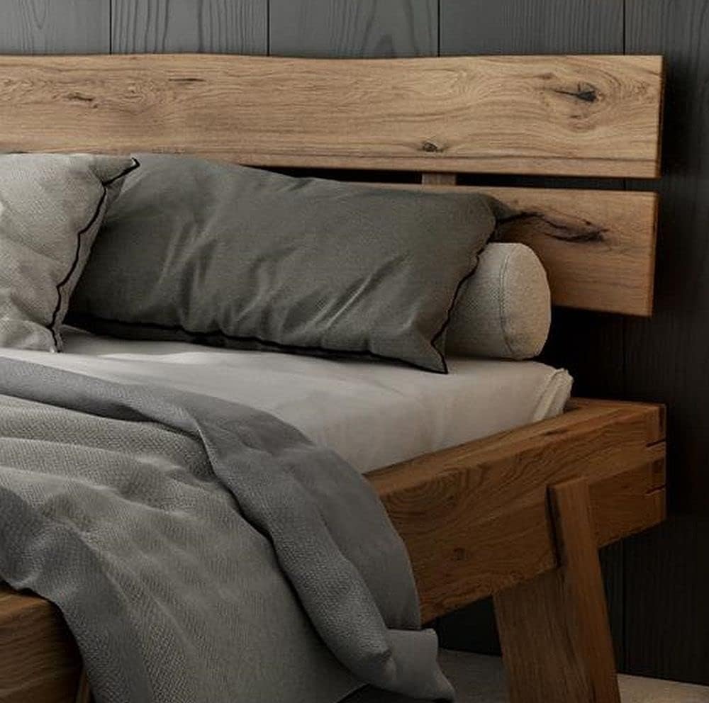 Generic Bett Futonbett Balkenbett Rustic-Eiche massiv Holz geölt Schlafzimmer Henny 140 x 200 cm