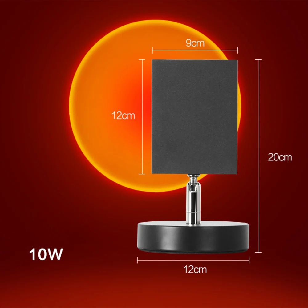 Retro Sunset LED Tischlampe | Kompakte Nachttischlampe f��r gem��tliches Stimmungslicht | USB-betrieben & energiesparend
