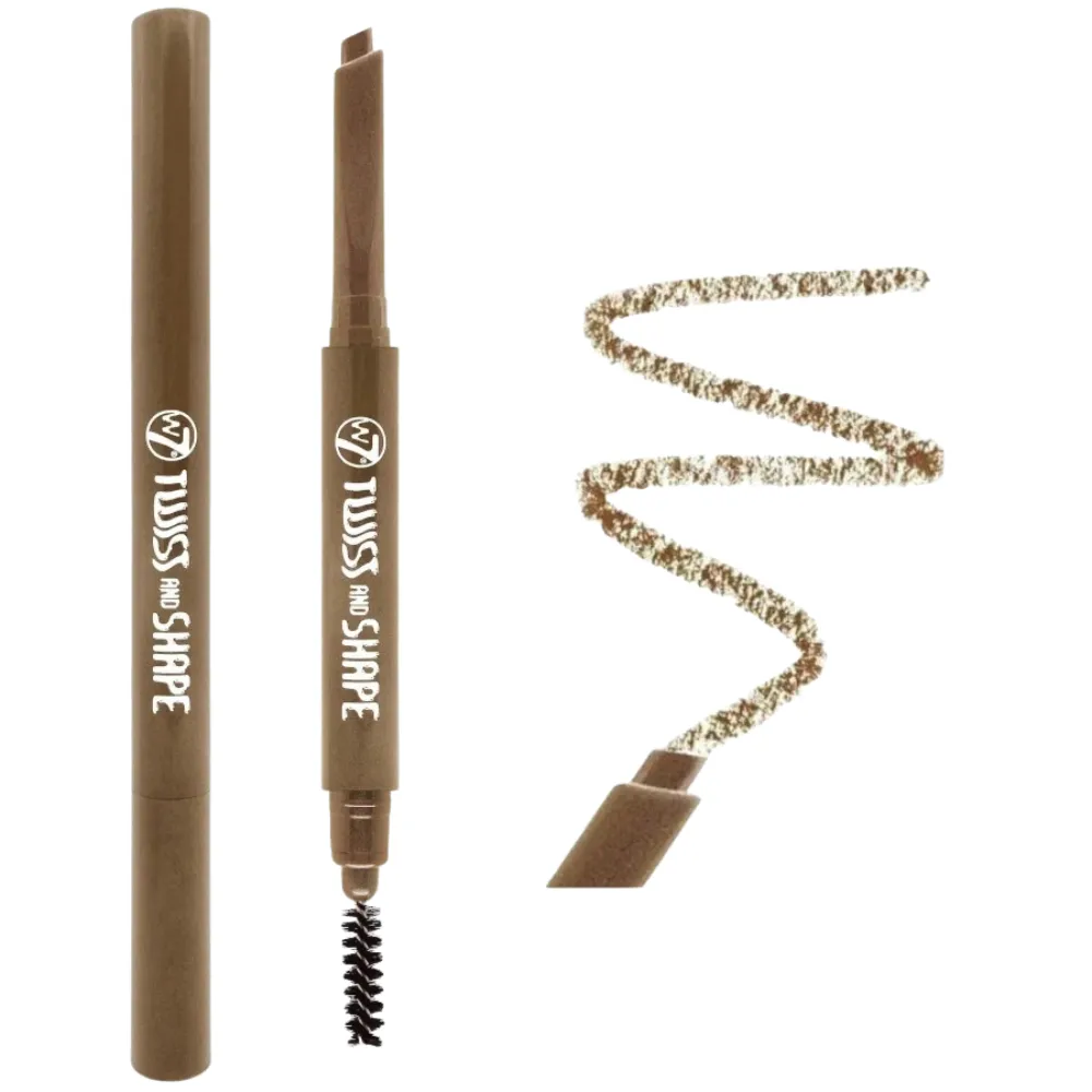 W7 Twist & Shape Angled Eyebrow Brow Pencil & Liner a?? Soft, Twist-Up with Built-in Brush Comb