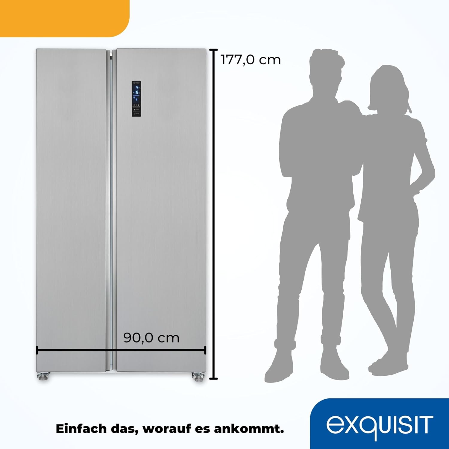 Exquisit Side-by-Side SBS546-040E inoxlook | No Frost | Nutzinhalt: 442 L | Temperaturregelung | Alarm