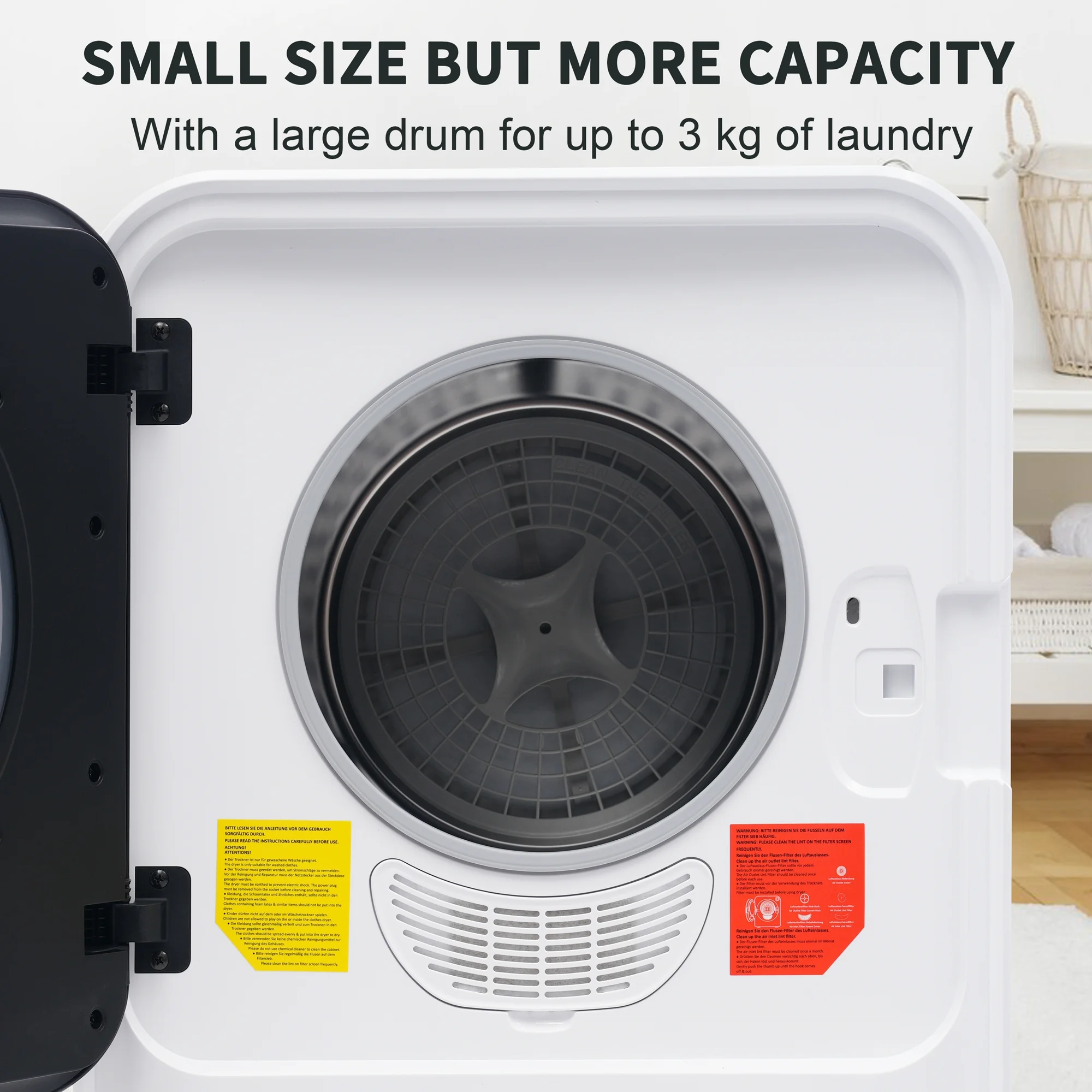 2025 Compacte Draagbare Frontlader Droger 1,95 ft3, 830W, 5 Droogmodi