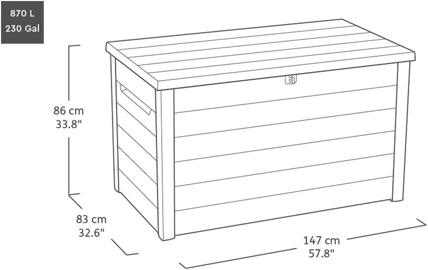 Keter Ontario Auflagenbox/Kissenbox 870 Liter | 100% Wasserdicht mit Belüftung dadurch kein übler Geruch/Schimmel Moderne Holzoptik | Deckel mit Gasdruckfedern