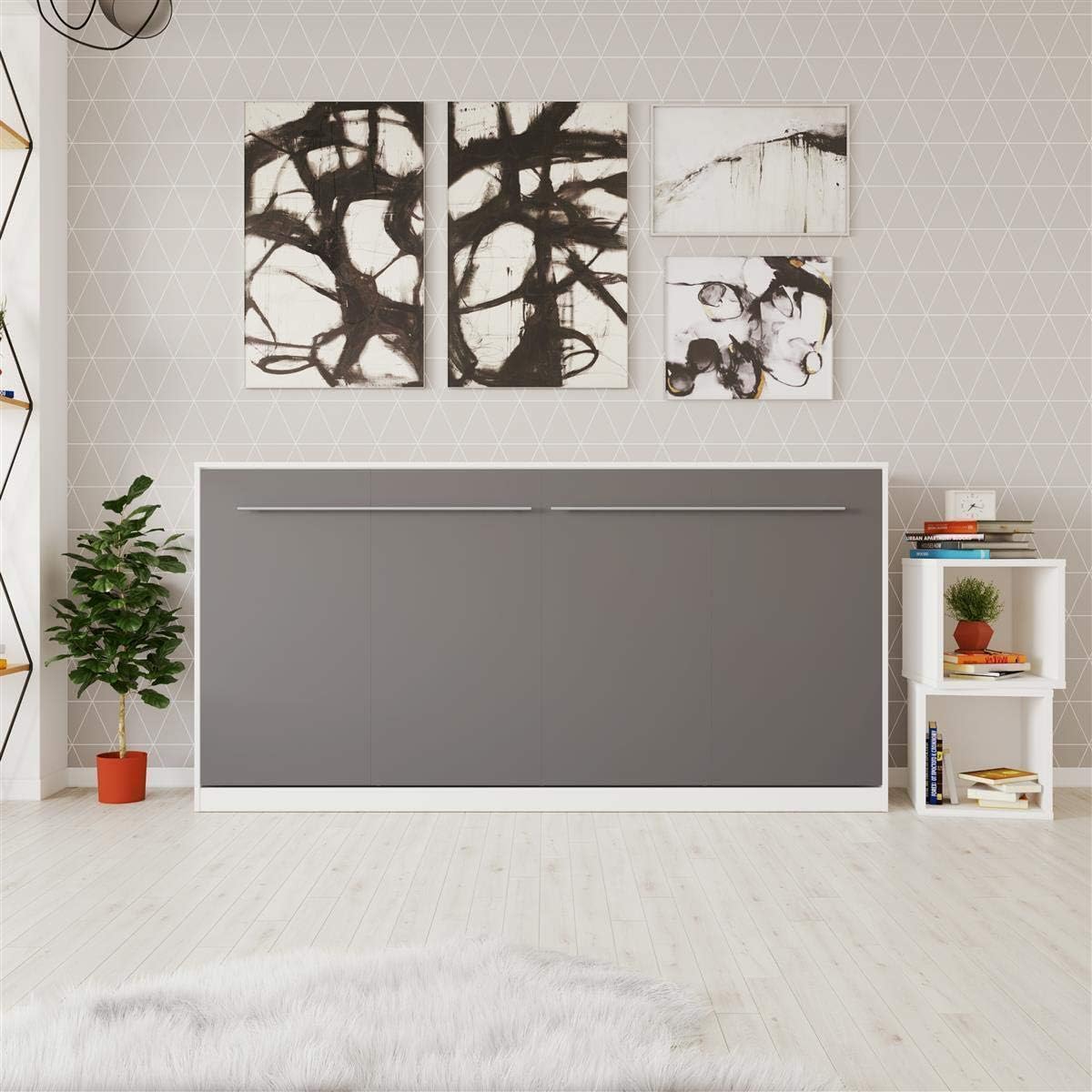 SMARTBett Schrankbett Standard Weiss/Anthrazit 90 Horizontal
