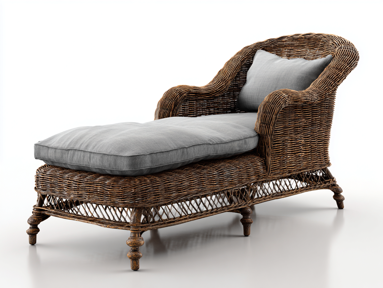 Sonnenliege - Polyrattan-Polyester - 203 x 73 x 38 cm - Grau-Natur - Klassischer Gartenstil