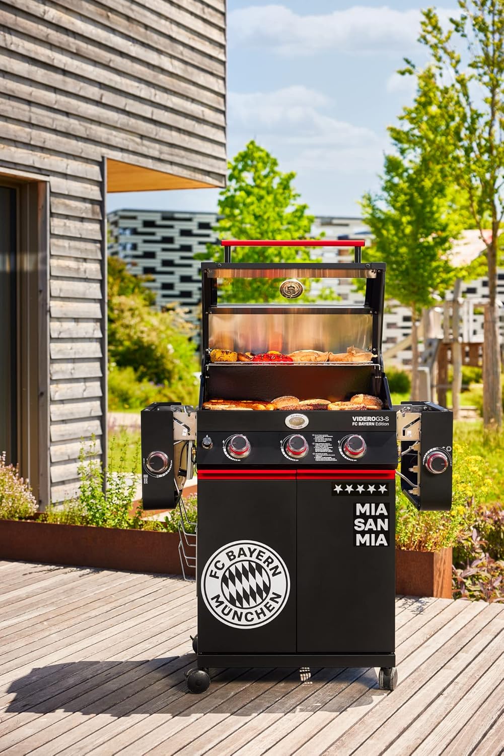 RÖSLE Elektrogrill BBQ-Portable Videro E2-P, tragbarer Tischgrill mit 2 Brennern, Warmhalterost und Deckel mit Glaseinsatz, pulverbeschichteter Stahl, schwarz/silbern