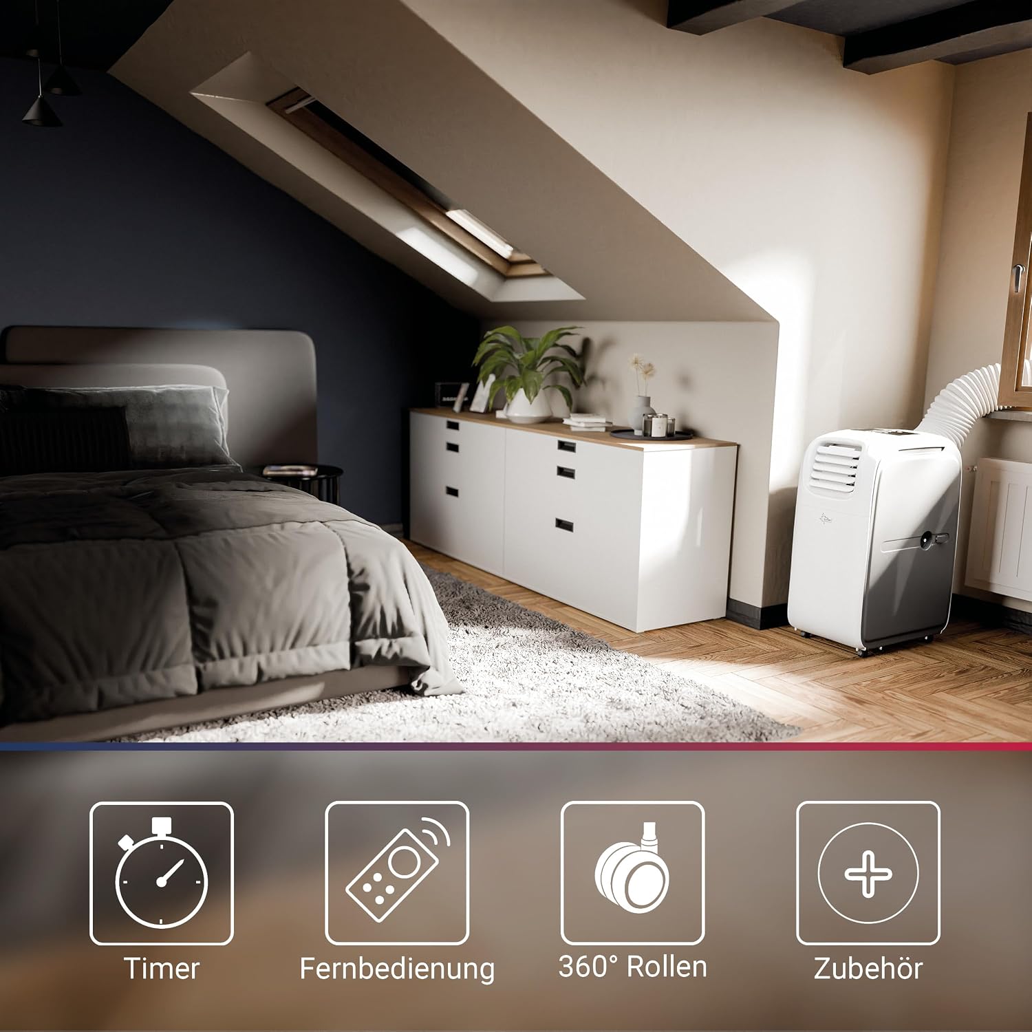 SUNTEC Mobiles lokales Klimagerät Transform 10.500 Eco R290 | Klimaanlage für Räume bis 46 qm | Abluftschlauch | Kühler und Entfeuchter mit ökologischem Kühlmittel | 10.500 BTU/h | Für Wohnung & Büro