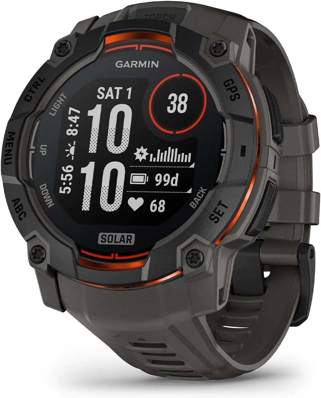 Garmin Instinct 3 GPS 50mm Smartwatch, Solar, Black Bezel