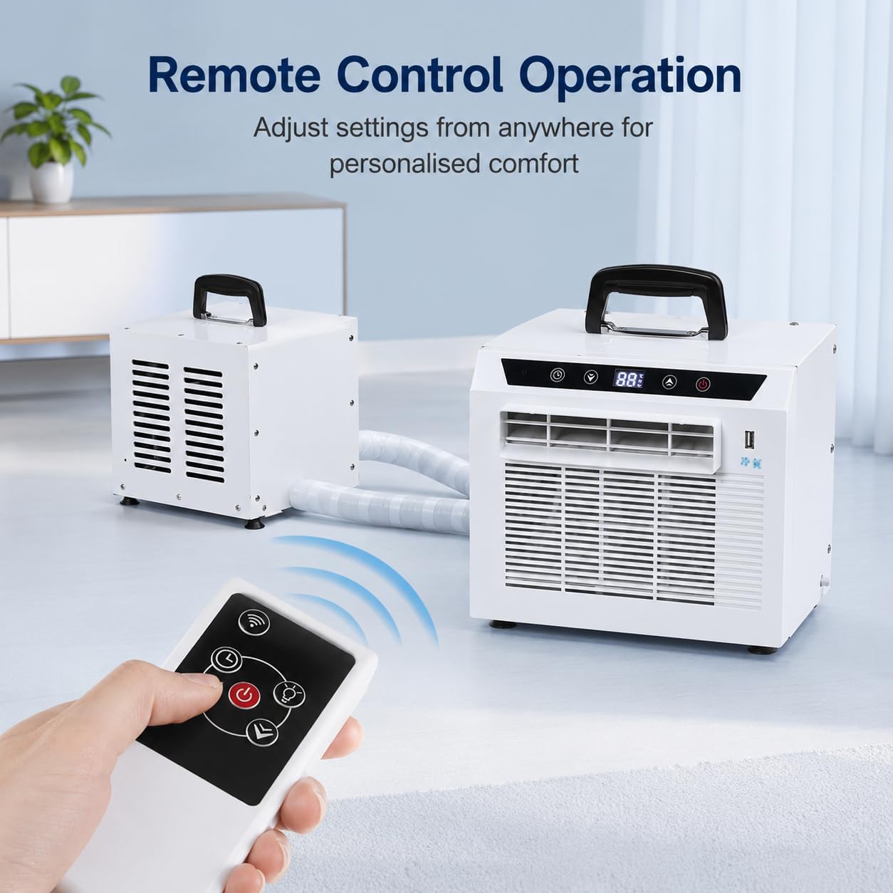 Split-Klimaanlage 3000 BTU Tragbarer Raumkühler mit Touch-Panel-Fernbedienung, 24-Stunden-Timer, oberer Griff, Design für Zuhause, Büro, Camping, keine Montage