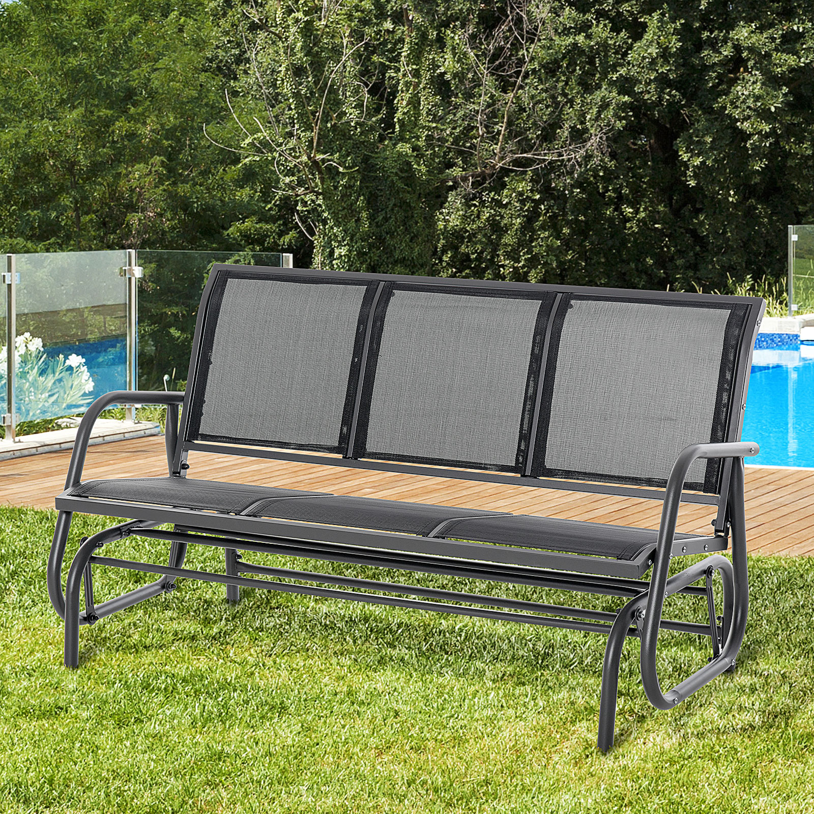 Schommelbank 3-zits tuinbank bank parkbank metaal 151 x 75 x 85 cm