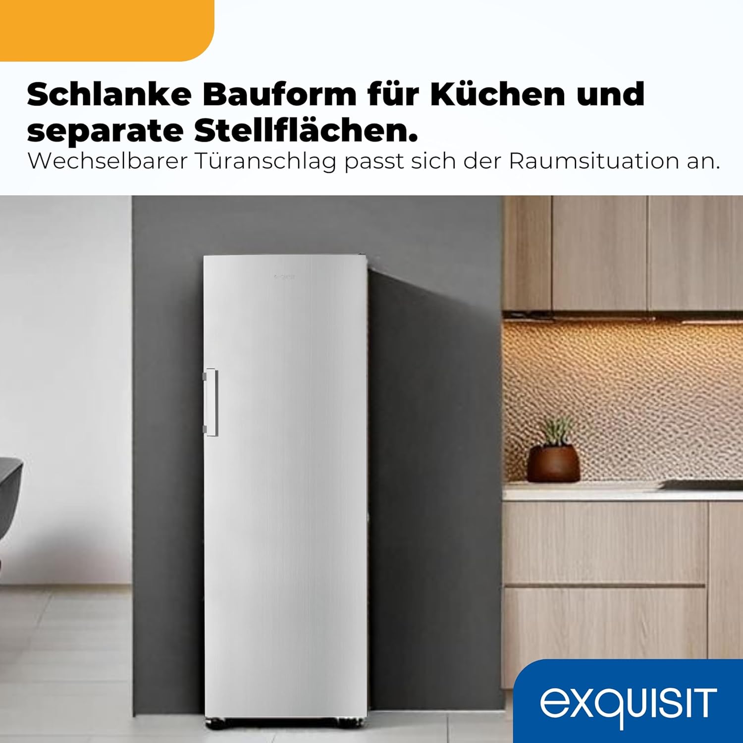 Exquisit Gefrierschrank 204 l Nutzinhalt, Energieklasse E, 39 dB(A) NoFrost, Schnellgefrieren, elektronische Temperaturregelung, Türalarm, hohe Bauform für mehr Stauraum GS5271-NF-H-040E weiss