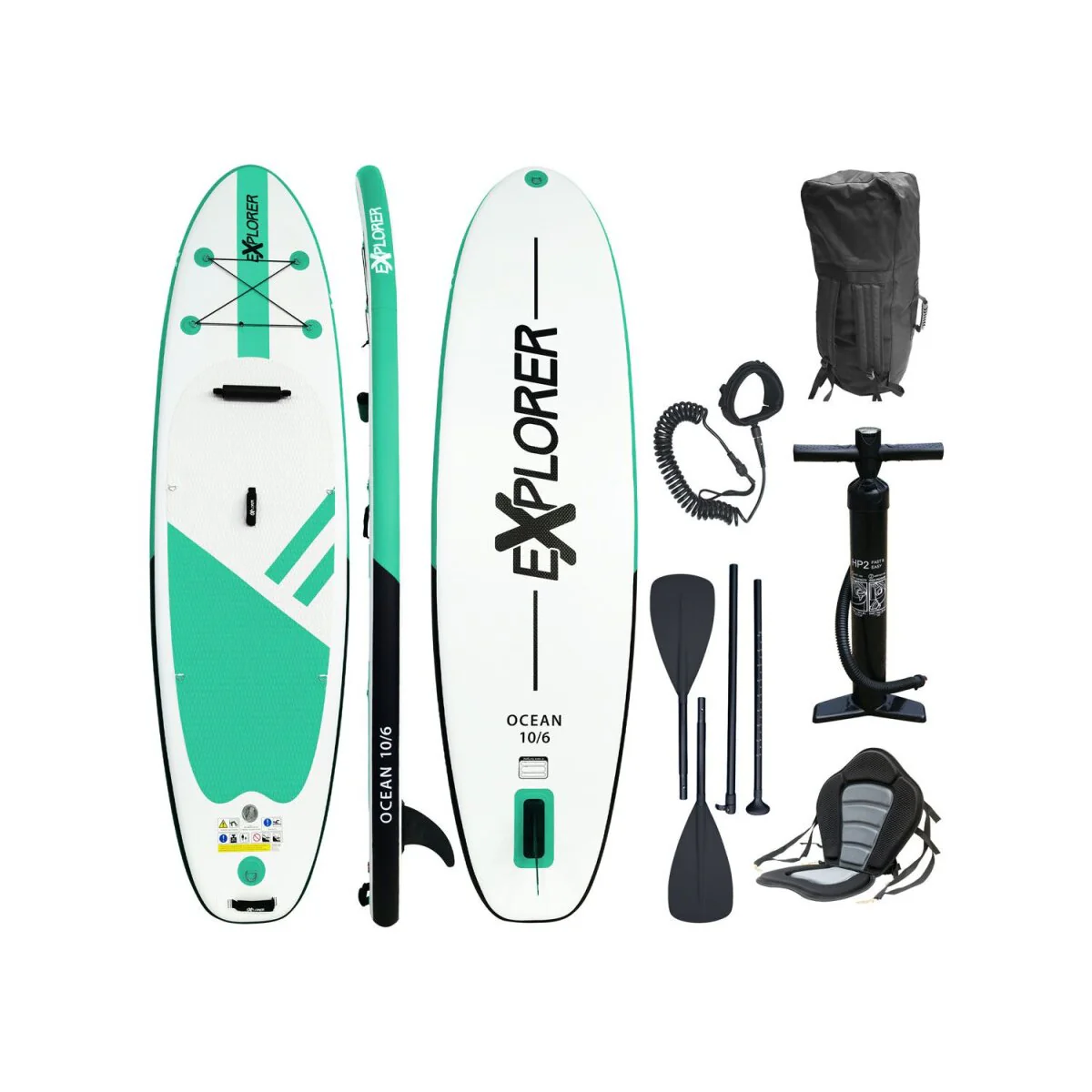 Explorer Stand-up-paddleset OCEAN 10.6 kajakset 320 (groen/wit, 320 x 84 x 12,7 cm) - b-stock als nieuw