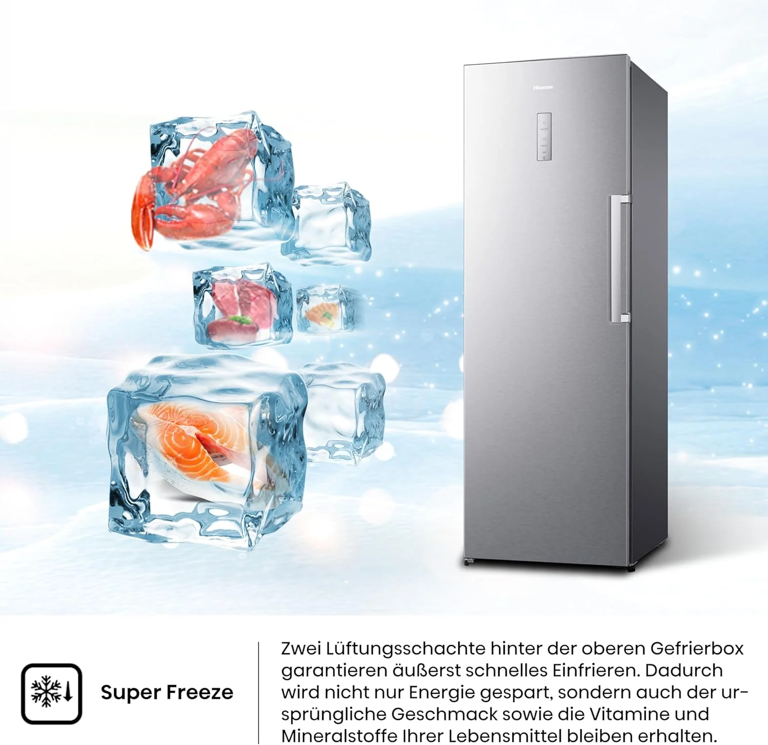Hisense FV191N4AW2 Vriezer/ TotalNoFrost/ SuperFreeze/ Deuralarm/ Multiflow 360��/ BigBox/ 143,4 cm/ Vriesgedeelte 147 l/ 41 dB/ 205 kWh/Wit