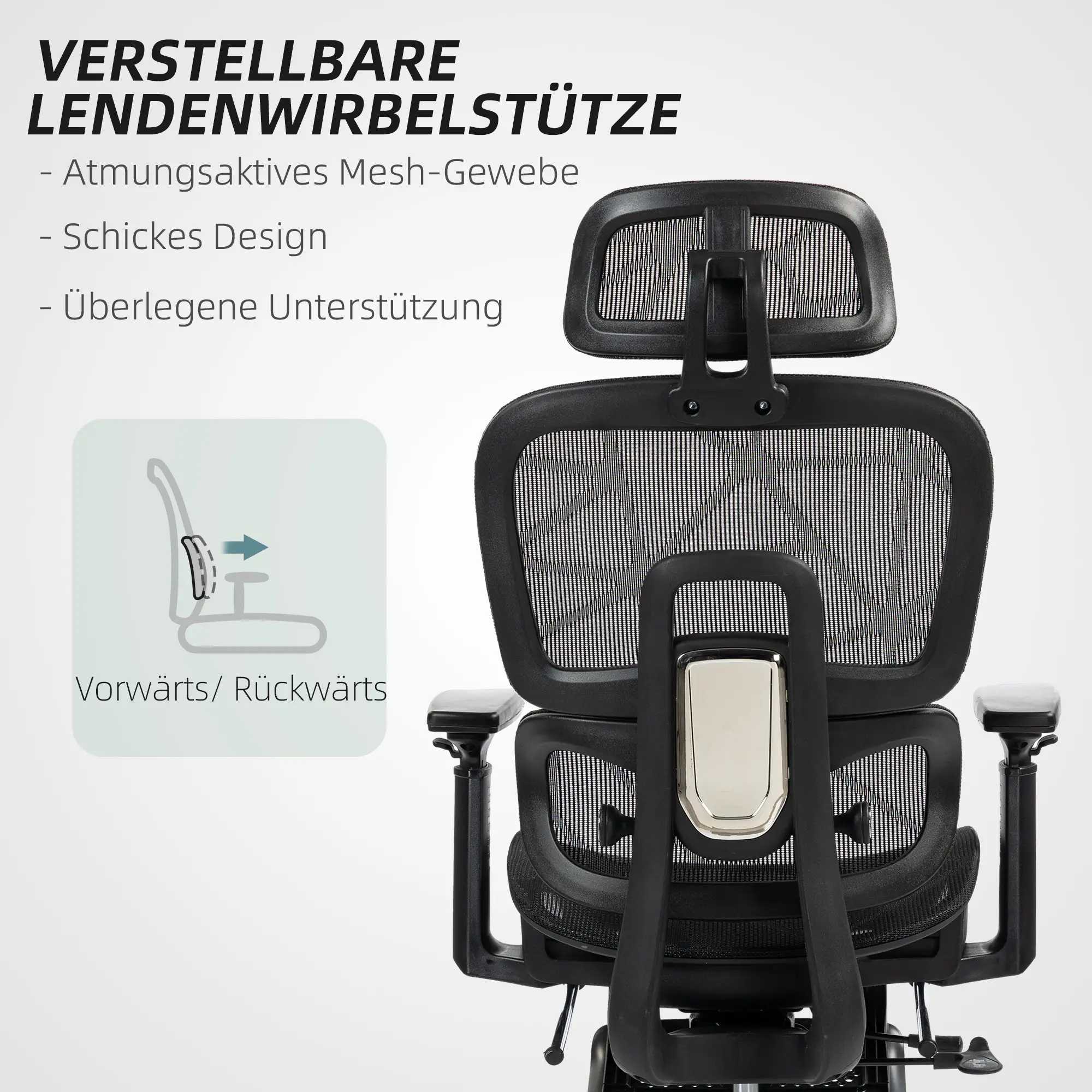 HOMCOM Bureaustoel ergonomisch verstelbaar met ligfunctie