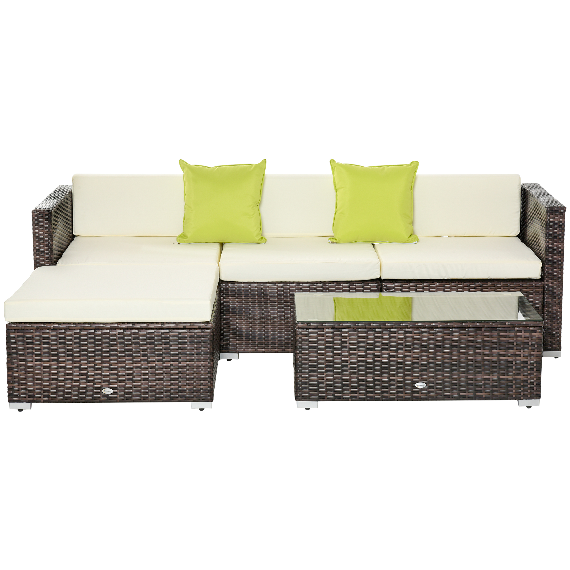 outdoor bankstel van 5 met bijzettafel in rotan look