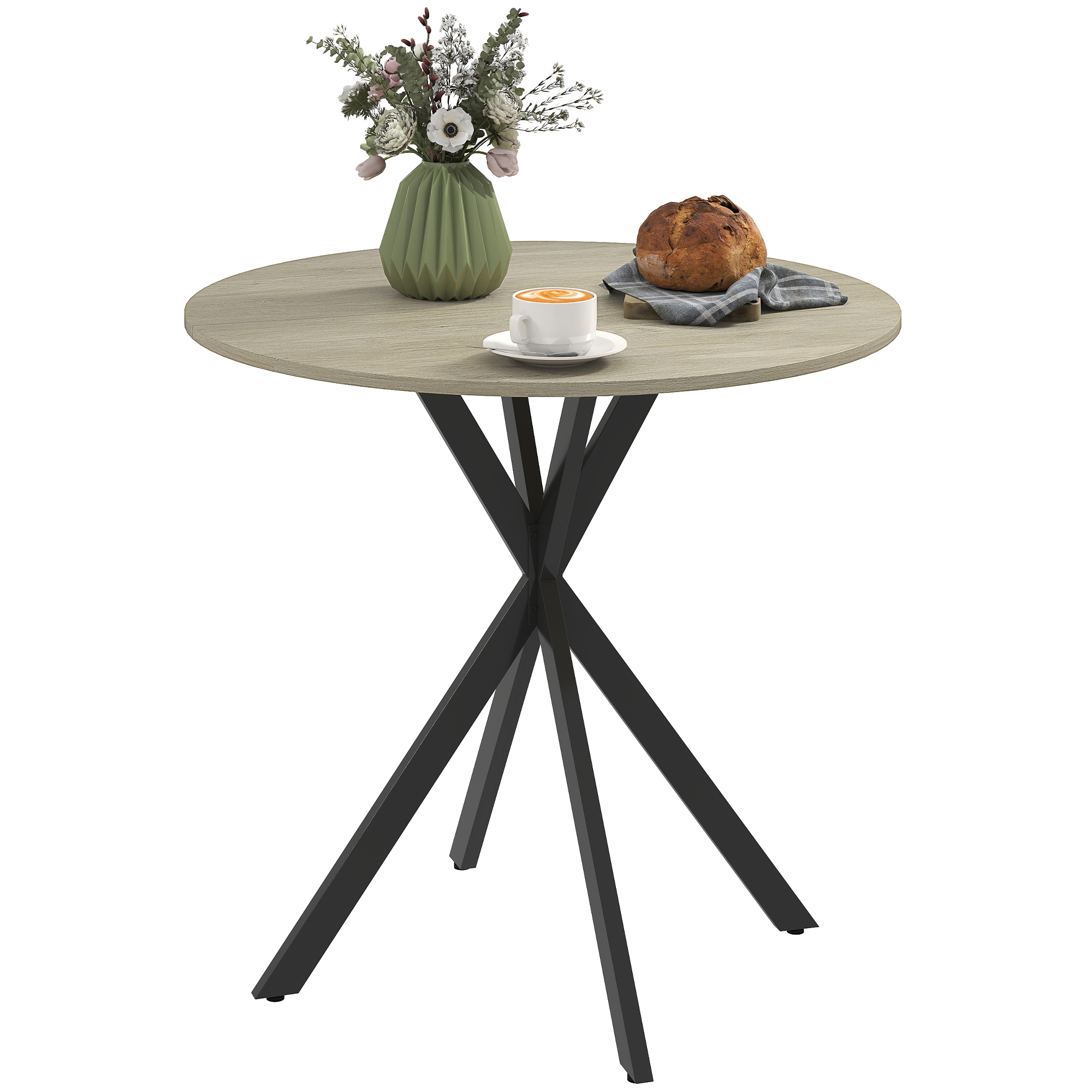 80cm Industriële Ronde Eettafel - Eik