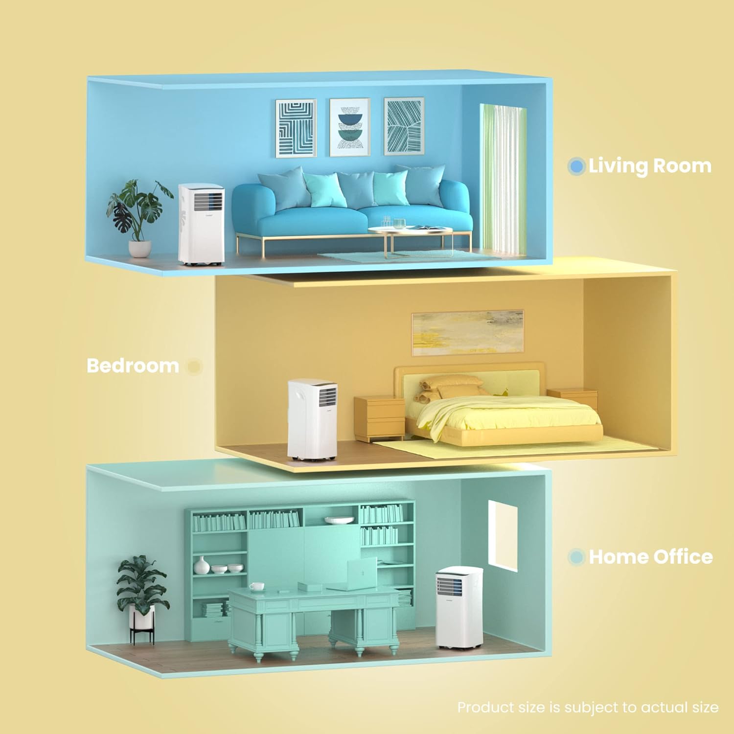 Comfee Mobiles Klimagerät Breezy Cool Pro 2.6,9000 BTU 2,6kW, Kühlen&Ventilieren&Entfeuchten,APP-Steuerung,Raumgröße bis 88m³(33㎡),Mobile Klimaanlage mit Abluftschlauch