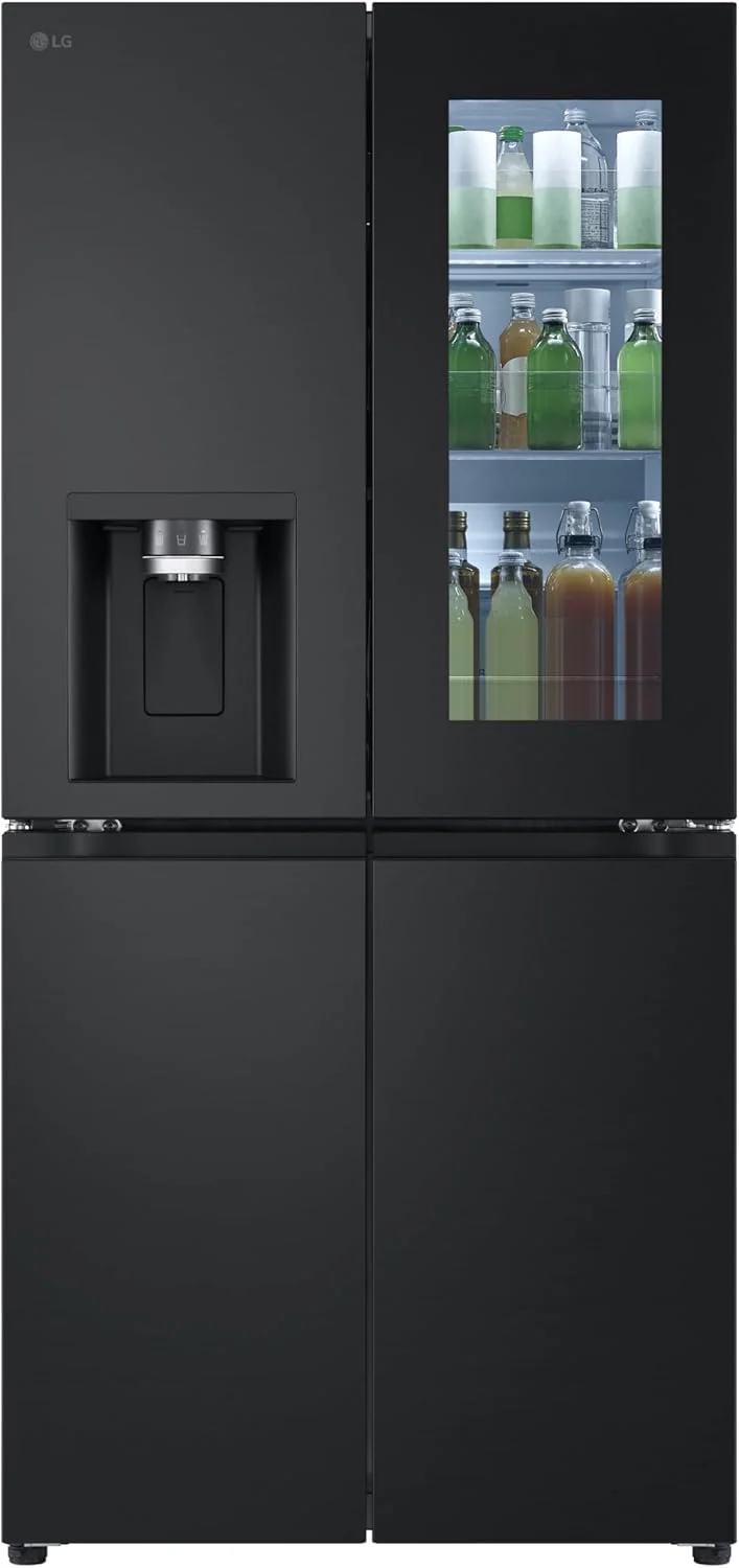 LG GMG861EPAE InstaView SLIM Multi-Door, Energieklasse E, 508 L, Koelvriescombinatie, ijsblokjes-, crushed ice- en waterdispenser met UVnano, Total NoFrost, Smart Inverter Compressor, wifi, Kleur Matte Black