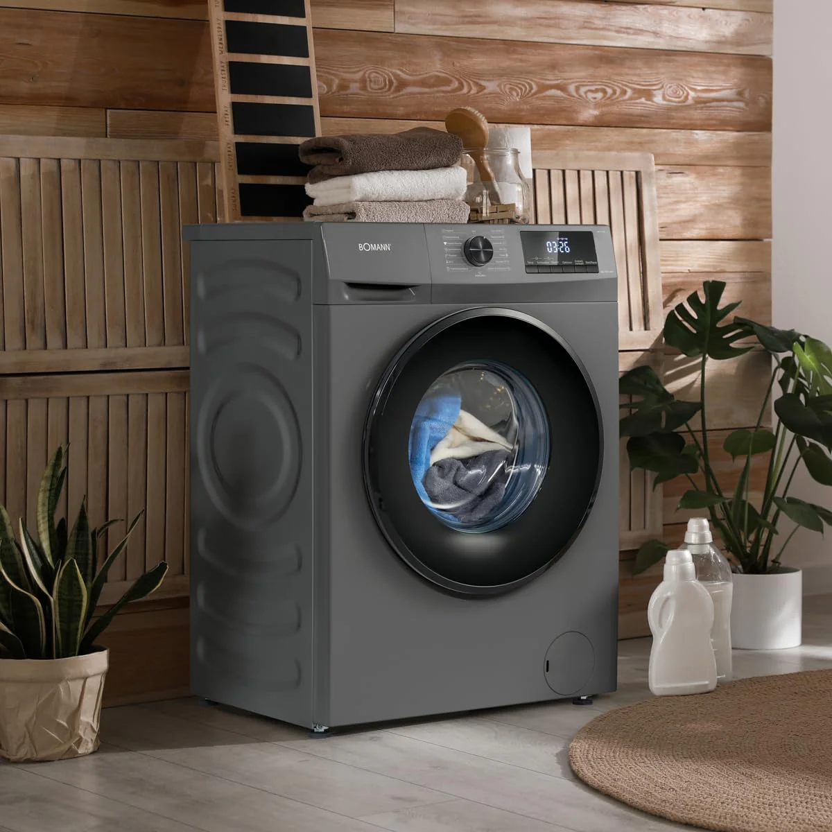 2025 Bomann WA 7175 Lavatrice | 7 kg | max. 1400 giri/min | Garanzia motore 10 anni | Motore inverter efficiente, silenzioso e duraturo | 15 programmi | Avvio ritardato | Colore titanio - nero