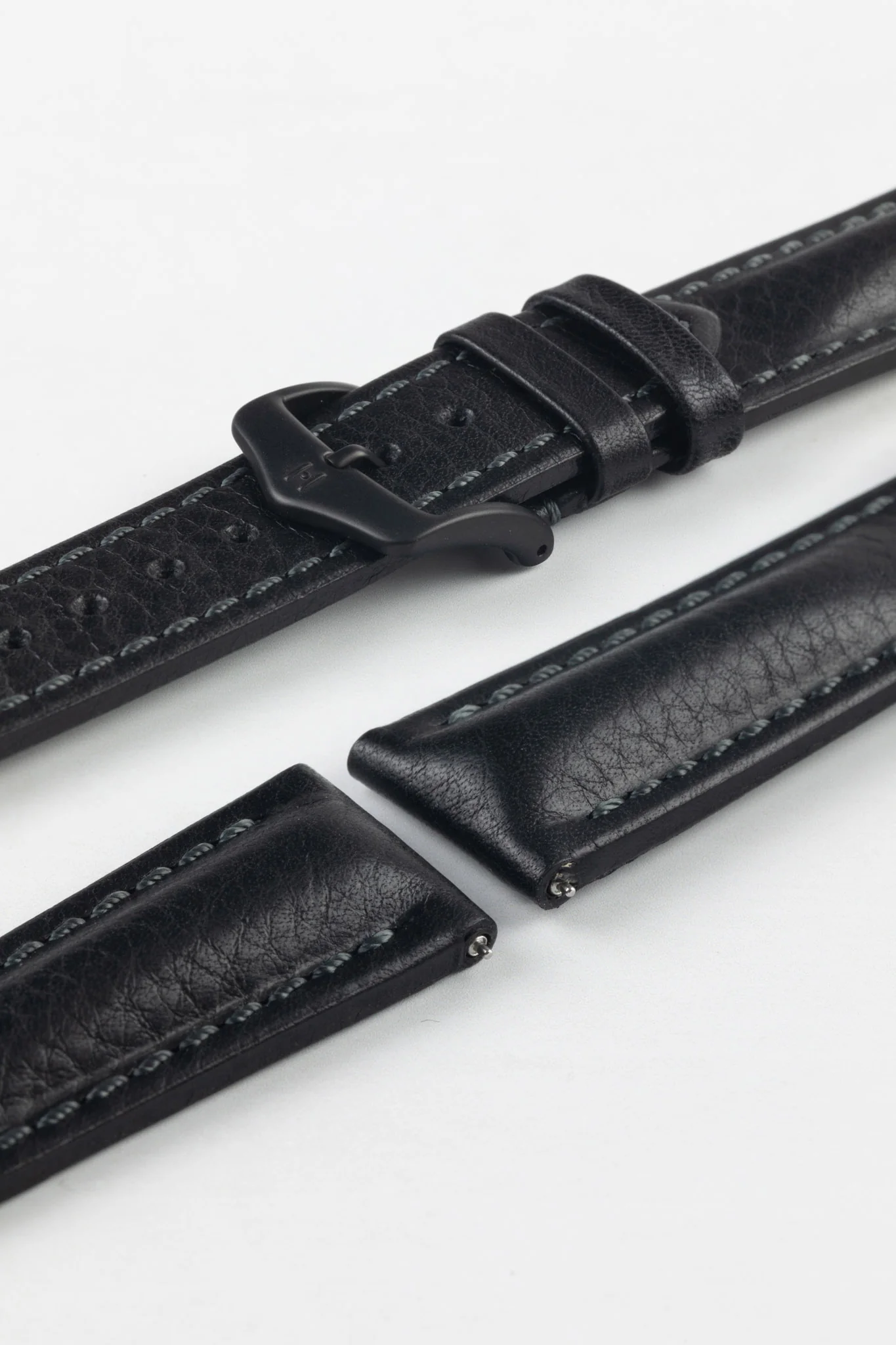 Hirsch LUCCA Tuscan Leather Watch Strap in BLACK