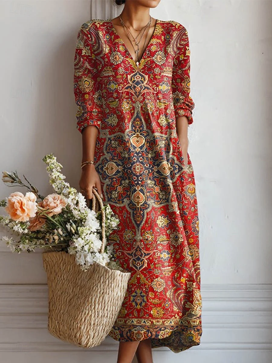 Damen Kleid mit Taschen | Bequemes Alltagskleid aus atmungsaktivem Stoff | Knitterfreies Freizeitkleid im lockeren Schnitt