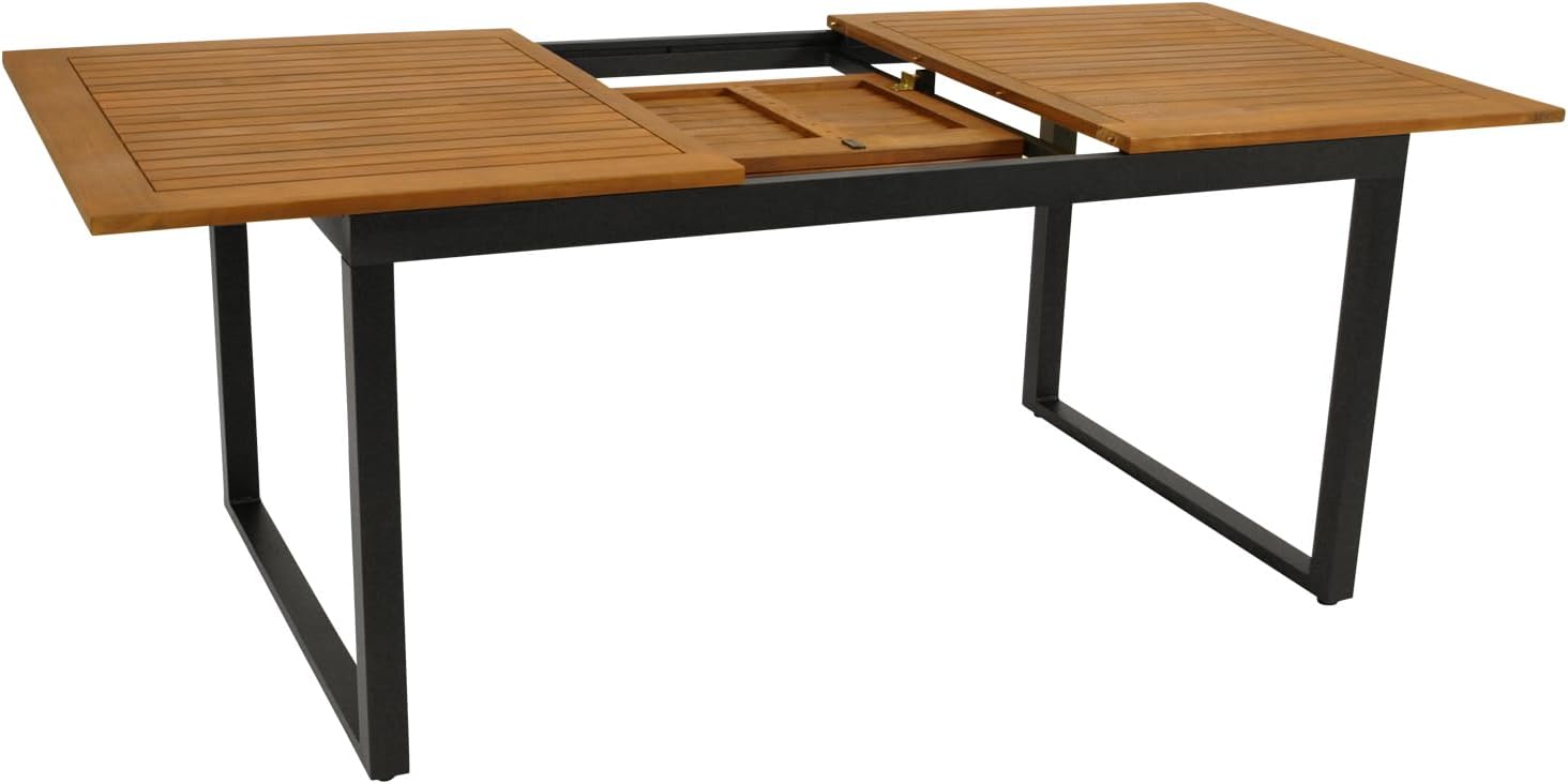 DEGAMO Ausziehtisch Gartentisch ausziehbar RIVELLO 150/200x90cm, Aluminium anthrazit + Akazienholz geölt, Outdoor, FSC®-Zertifiziert