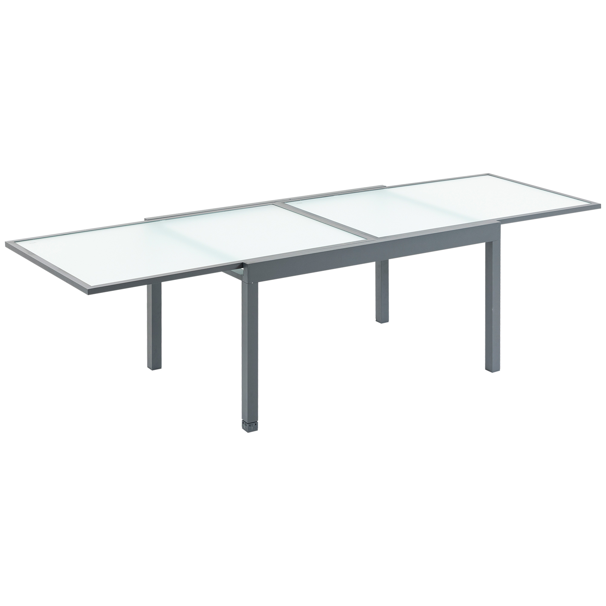 Outsunny tuintafel uitschuifbare eettafel voor buiten met blad van gehard glas