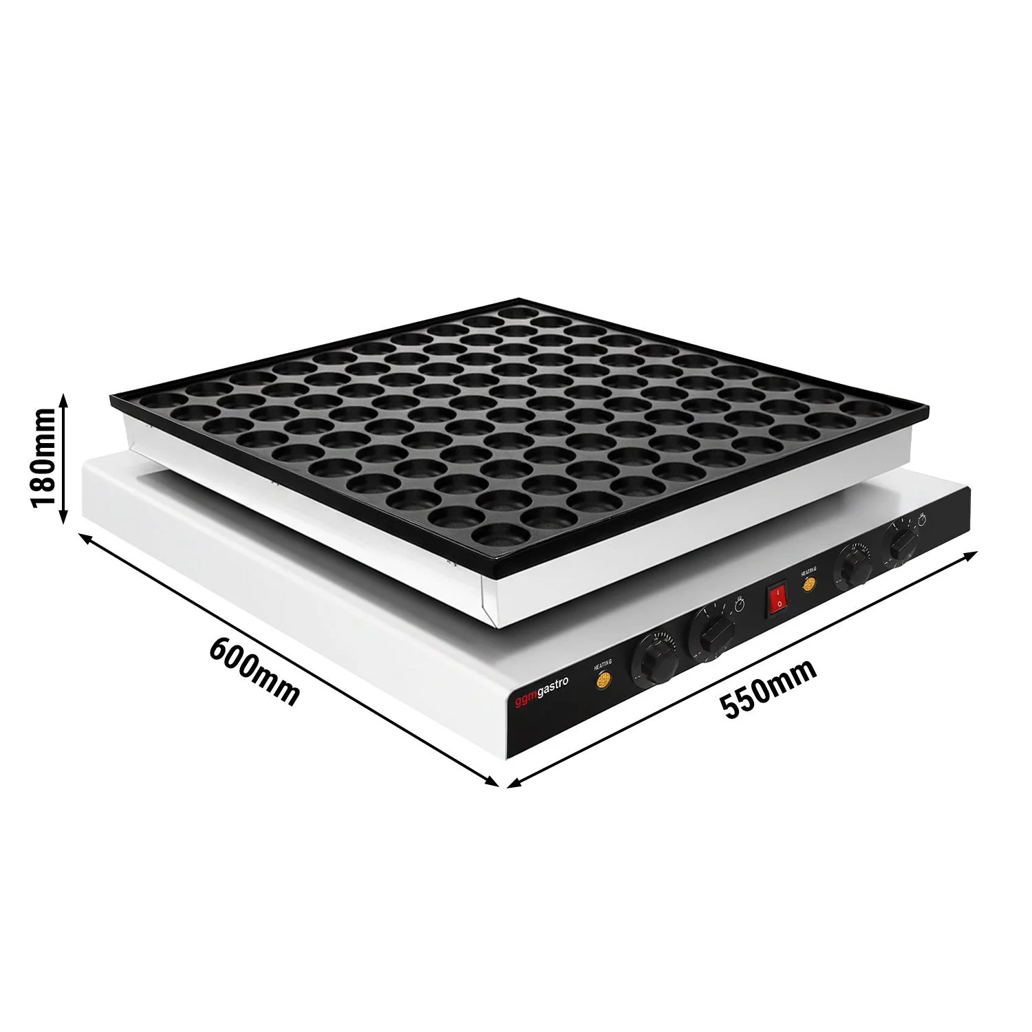 Vaffeljern - enkelt - mekanisk termostat - 3 kW - Form: Poffertjes - ? 42 mm - for 100 stk.