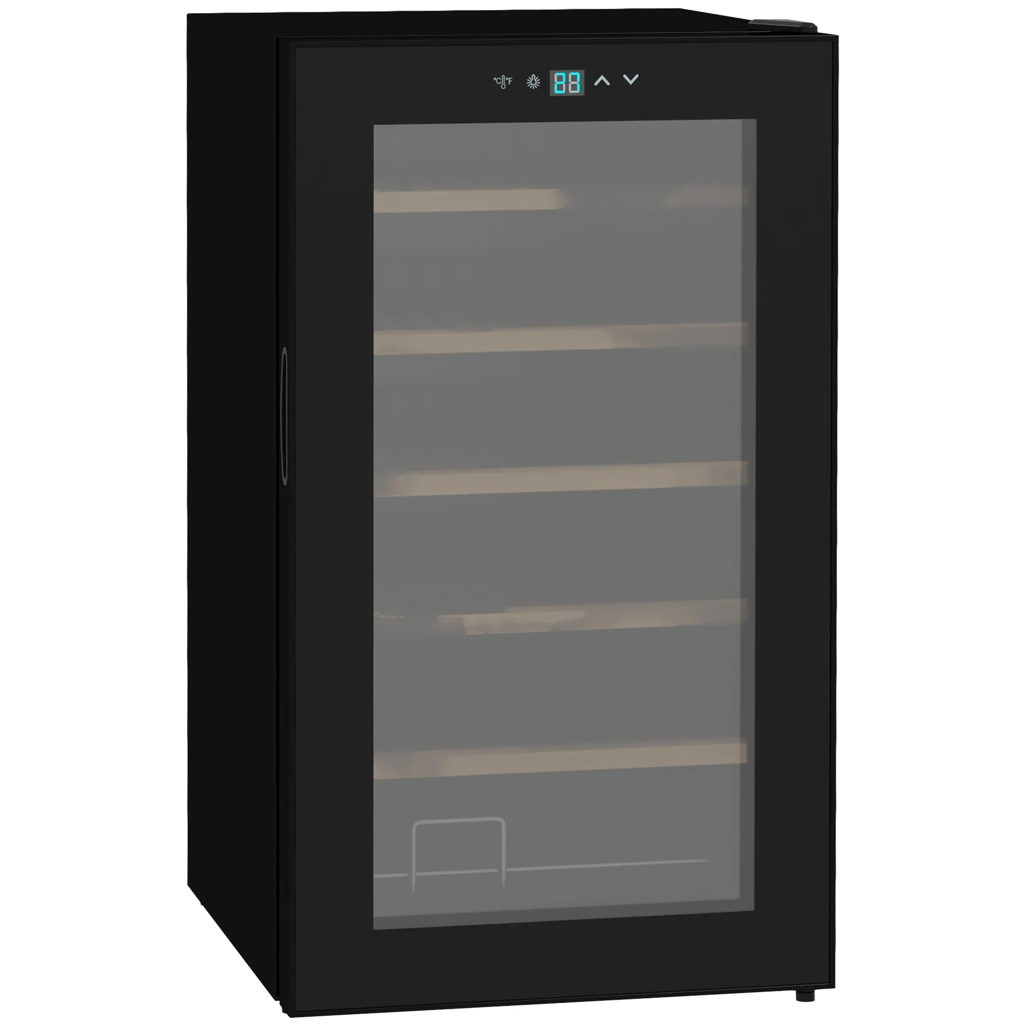 HOMCOM Wijnkoelkast voor 24 flessen, instelbare temperatuur van 5 tot 20° C, LED-verlichting, zwart, 43 x 45 x 75 cm