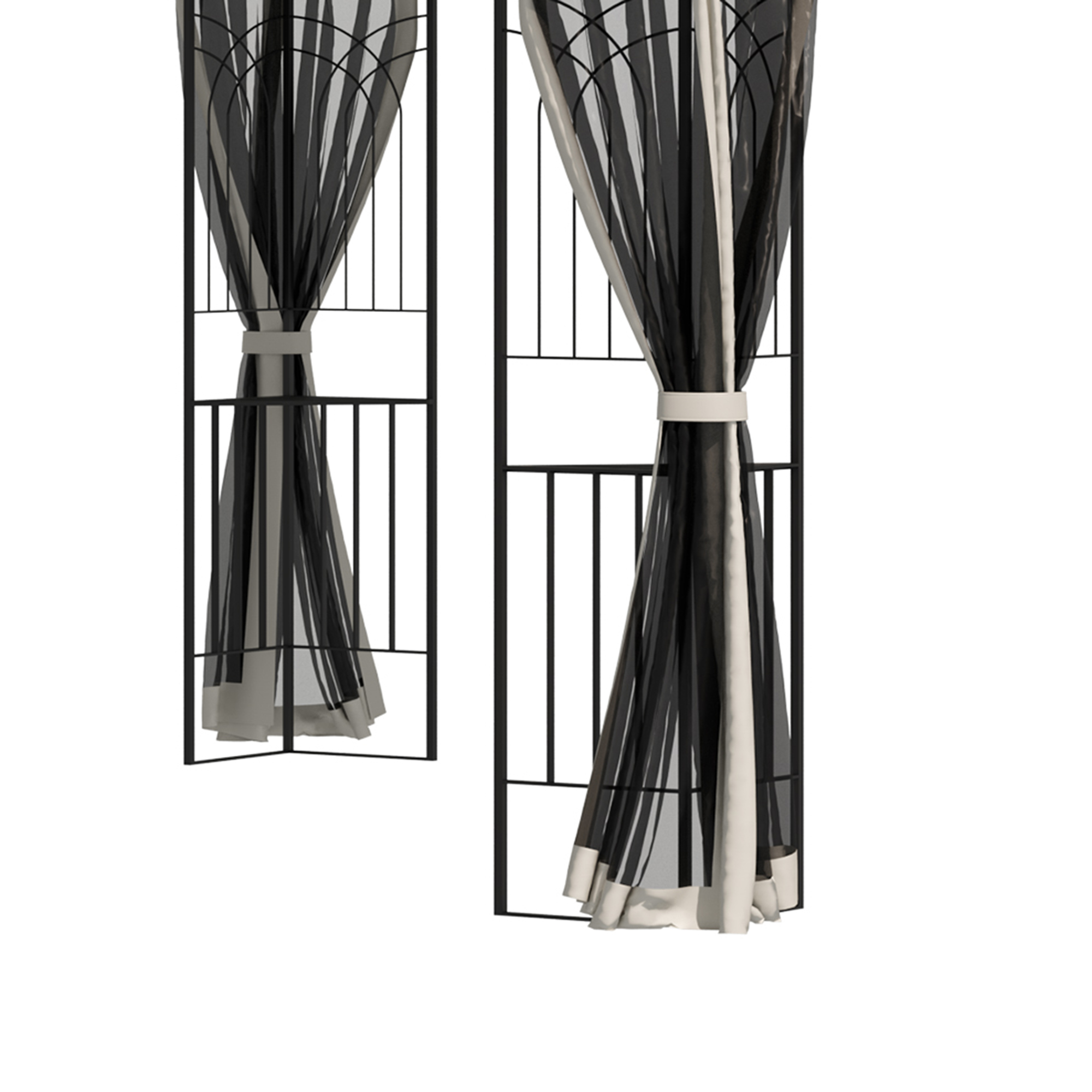 tuinprieel met dubbel dak tuinprieel partytent met 4 x zijwand metaal+polyester beige 2,99 x 2,99 x 2,74 m