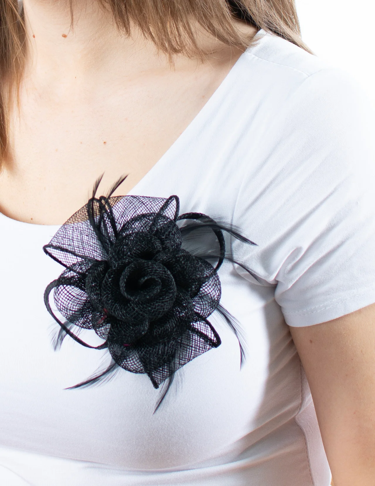 Fascinator | Small Rose Brooch | Black