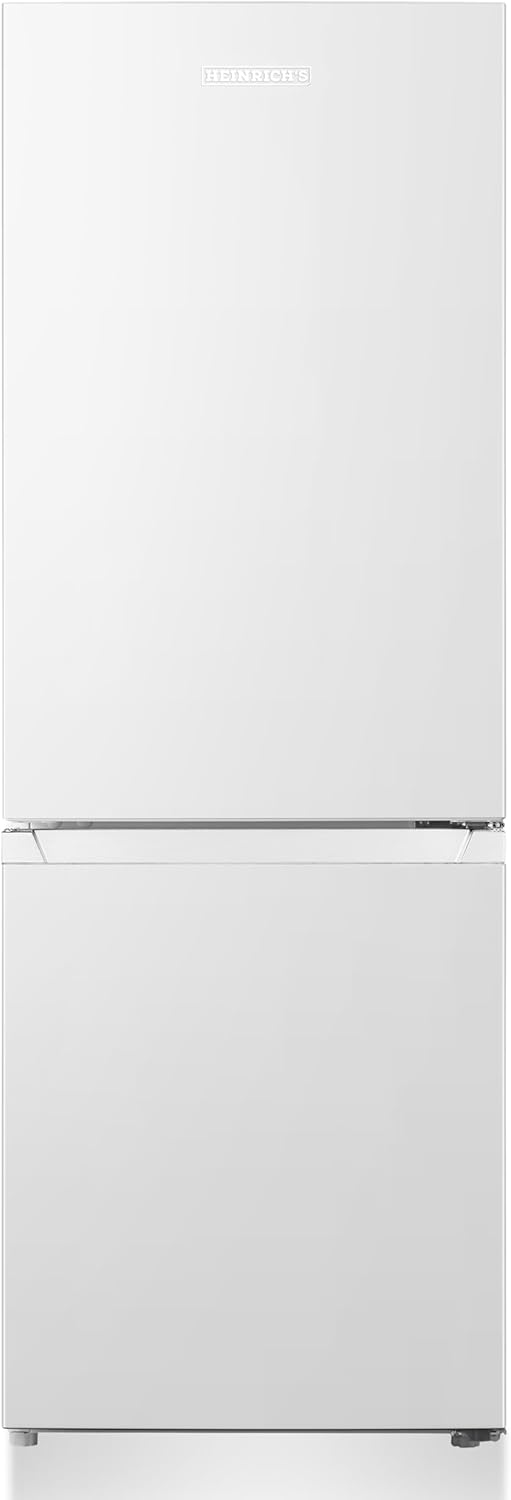 Heinrichs Fridge Freezer Combination 175 Litres, Cooling Volume 122 L, Freezer 53 L, LED Interior Lighting, Fridge Door Hinge, Changeable, Quiet 39 dB, Large Freezer Boxes, 7 Temperature Levels, inox