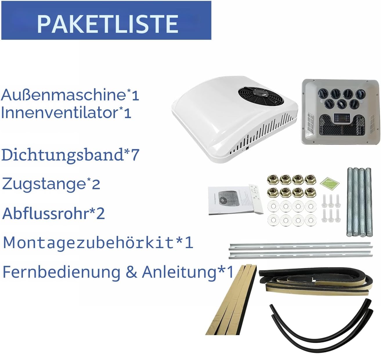12V Rooftop RV Klimaanlage, 8800BTU 12 Volt elektrisches Parken Klimaanlage, passend für LKW, Wohnmobile, Anhänger, Traktoren, Parkklimaanlage, schnelle Kühlung, Bus,Boot, Wohnmobil,Van