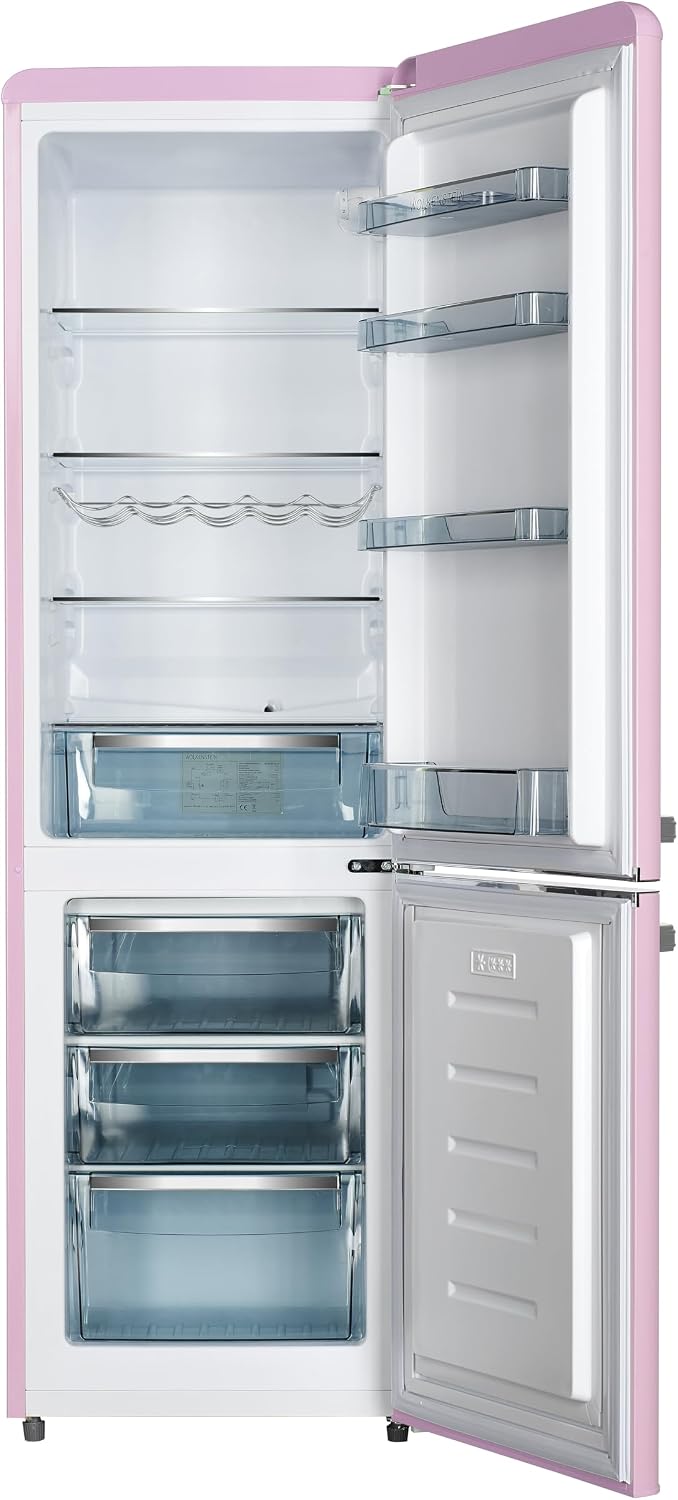 Wolkenstein KG250.4RT FR Kühl-Gefrier-Kombination Rosa 249l Retro Kühlschrank Vintage Kühlgefrierkombi Gefrierfach höhenverstellbar leise