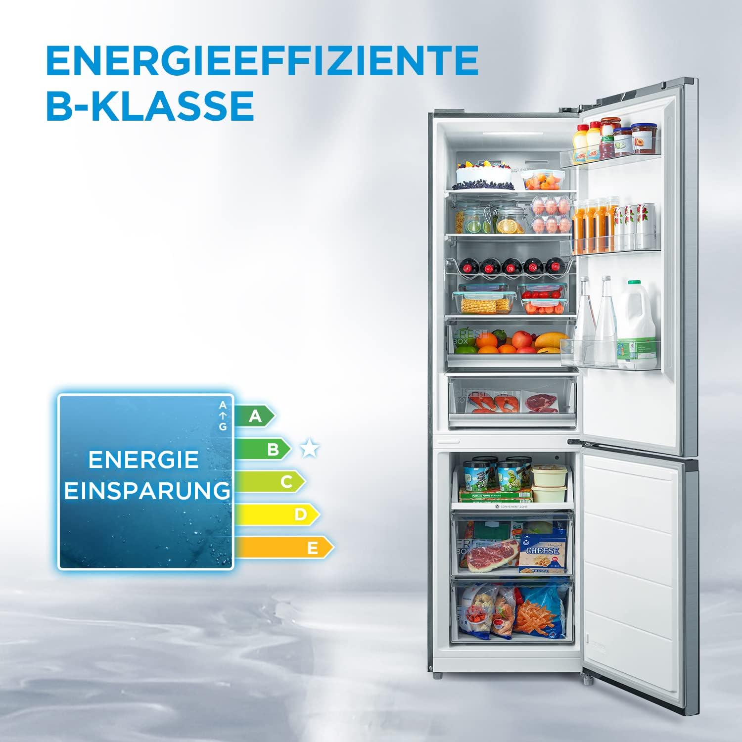 Midea MERB276FGE02A Fridge/Freezer Combination, 180 cm Height, NoFrost, Double Control, Super Cooling Function, 219 kWh per Year, Fridge Capacity 199 L, 71 L Freezer Capacity