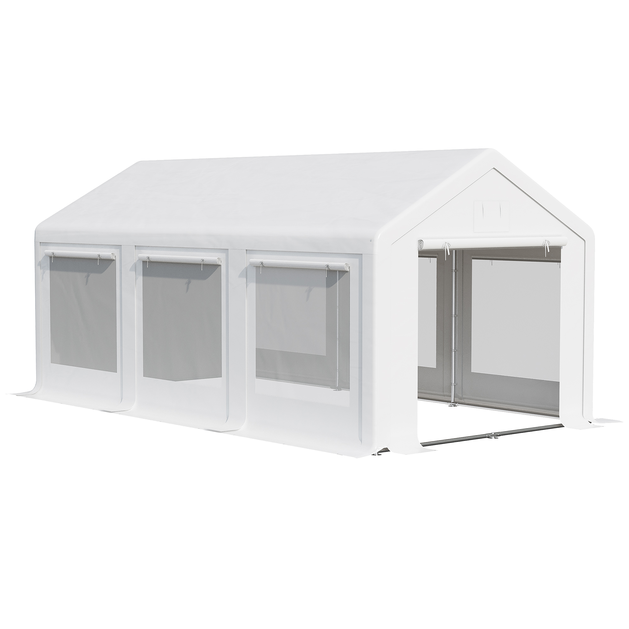 Tuinhuisje 6m x 3m Partytent met verwijderbare zijwanden Tuintent Tuinhuisje Deuren Ramen voor familiebijeenkomsten Outdoor Party Wit