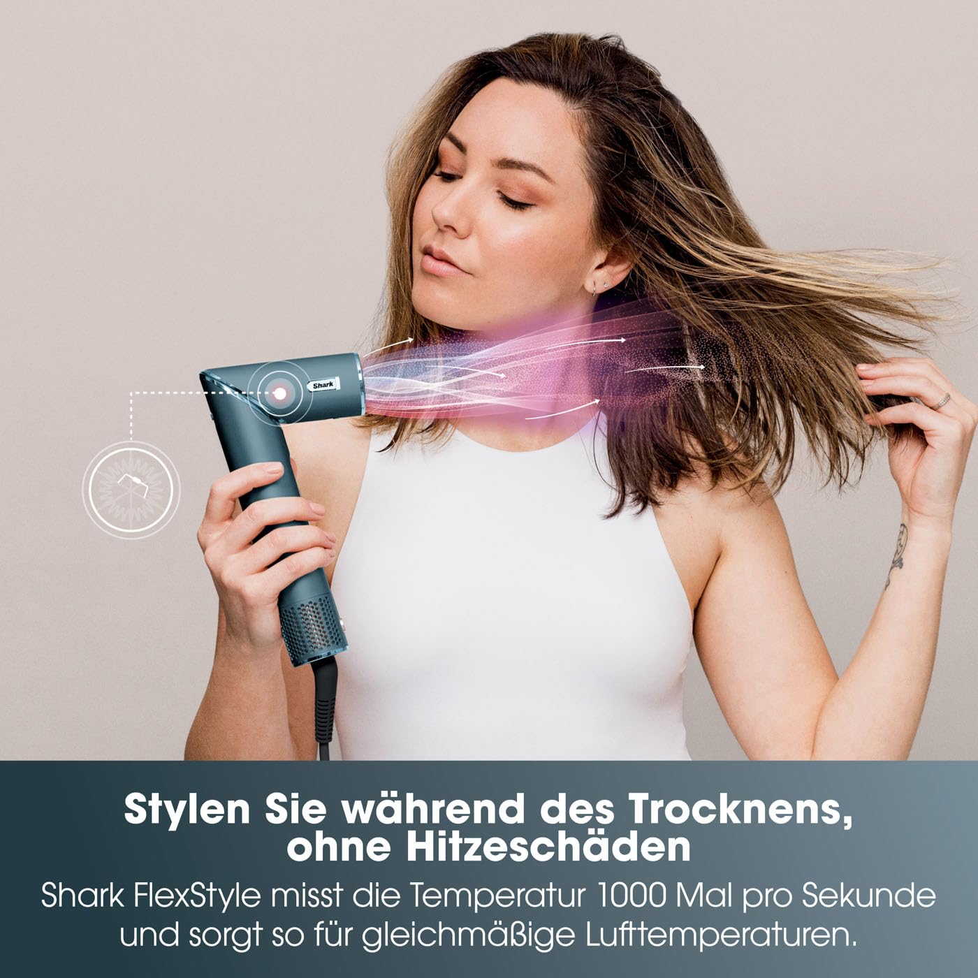 Shark FlexStyle 5-in-1 Luftstyler & Haartrockner, Auto-Wrap-Lockenaufsatz, Paddle-Bürste, Ovalbürste, Konzentrator, Diffusor, Aufbewahrungskoffer, Keine Hitzeschäden, Schwarz/Roségold, HD440EU