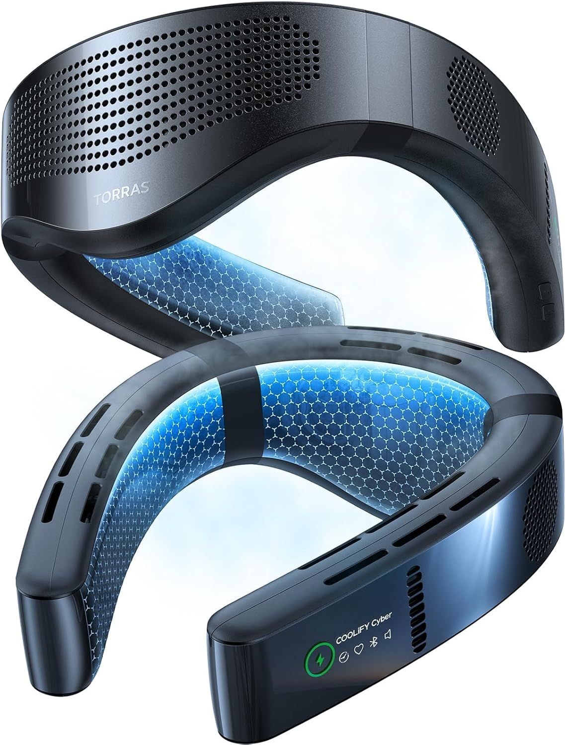 TORRAS COOLiFY Cyber 2025 Wearable Neck Air Conditioner with AI Technology, Rechargeable Portable Fan with 6000mAh Battery, Black