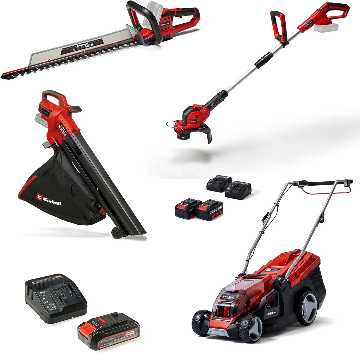 Einhell Accu grasmaaier GE-CM 36/36 Li Kit Power X-Change (36 V, 36 cm maaibreedte, tot 400 m2, Brushless, 40L opvangzak, 25-75 mm maaihoogte, incl. 2x 4,0 Ah accu + 2x lader)