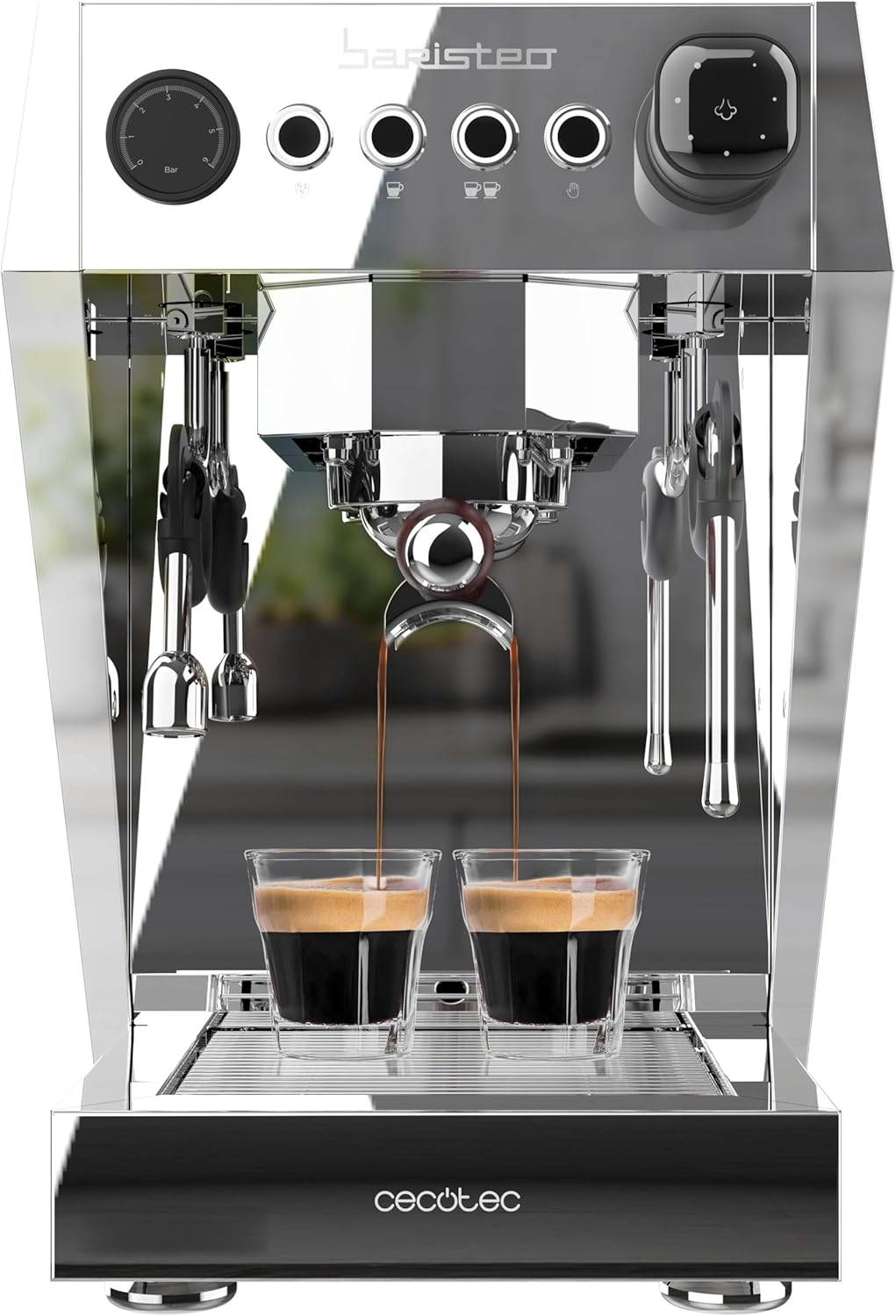 Cecotec Espresso-Kaffeemaschine Barista Baristeo Intima, professionelle Barista-Espressomaschine, Vorbrüh-System, 15 Bar Pumpe, einfaches Befüllen, 1,7L Wassertank und Tassenwärmer