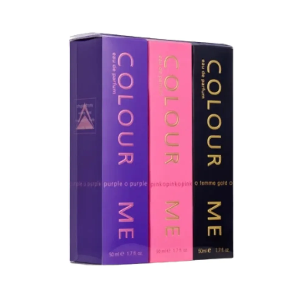 Milton Lloyd Colour Me Pink, Purple & Gold Femme Perfume Gift Set �?3 x 50ml EDP for Women
