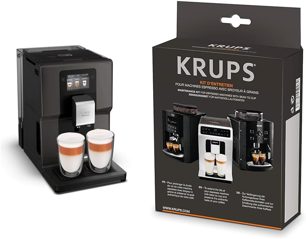 Krups Intuition Preference Kaffeevollautomat mit Milchschlauch, 11 Getränke, Personalisierung, 2-Tassen-Funktion, Kaffeemaschine, Schwarz, EA872810