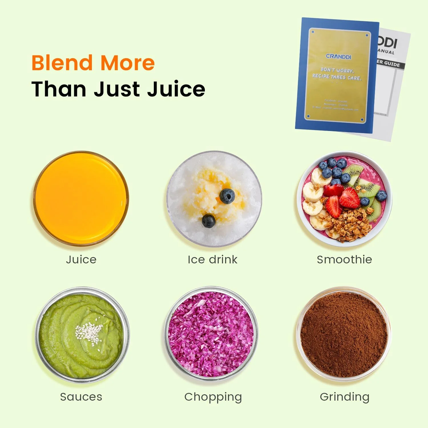 CRANDDI Professional Commercial Blender, Max 1500W, 80oz Pitcher, Powerful Blender