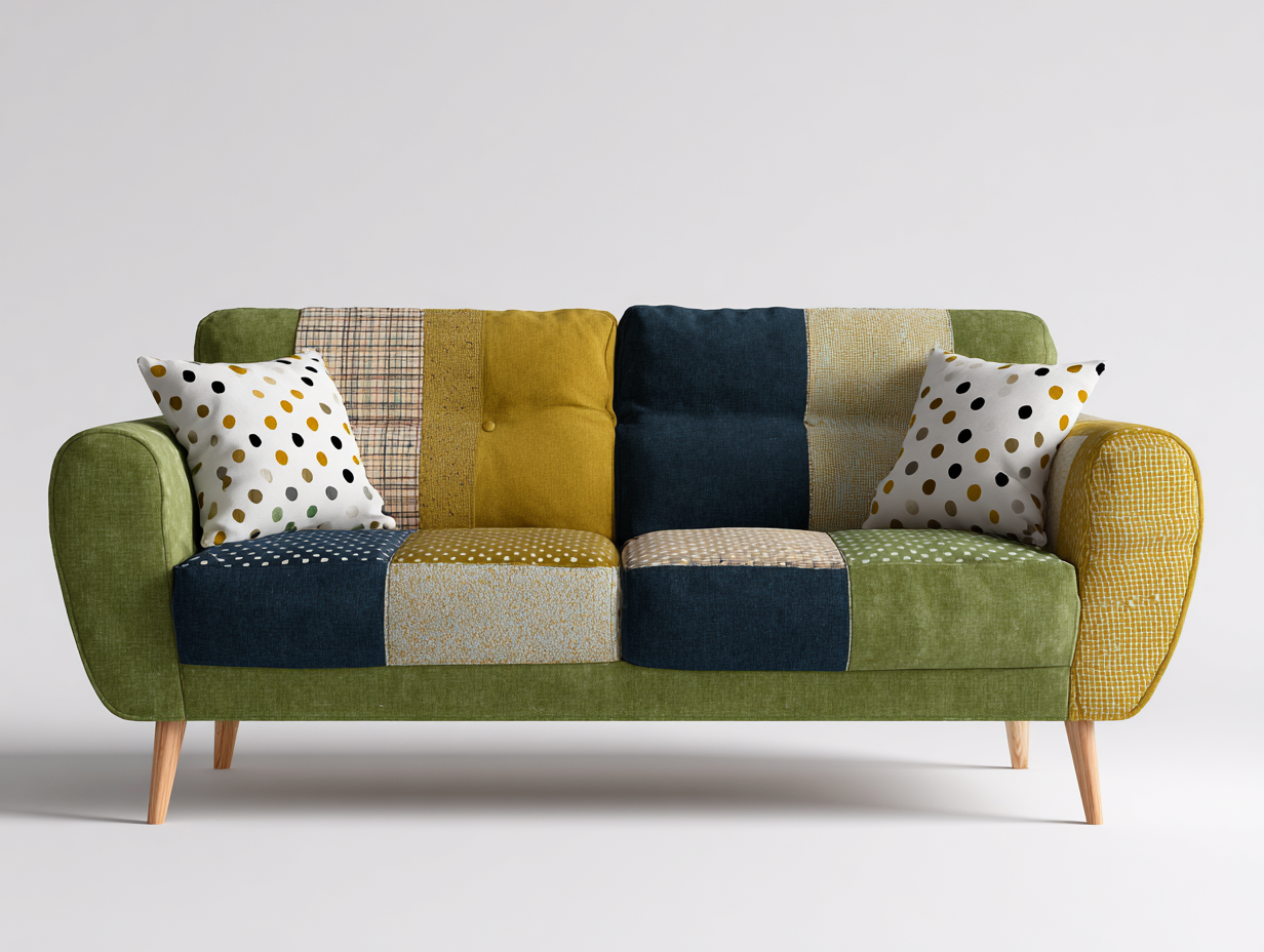 2-Sitzer Sofa Stoff Patchwork Stil 168x88x92 cm—Stoff—Wohnzimmer Sitzmöbel moderner Stil